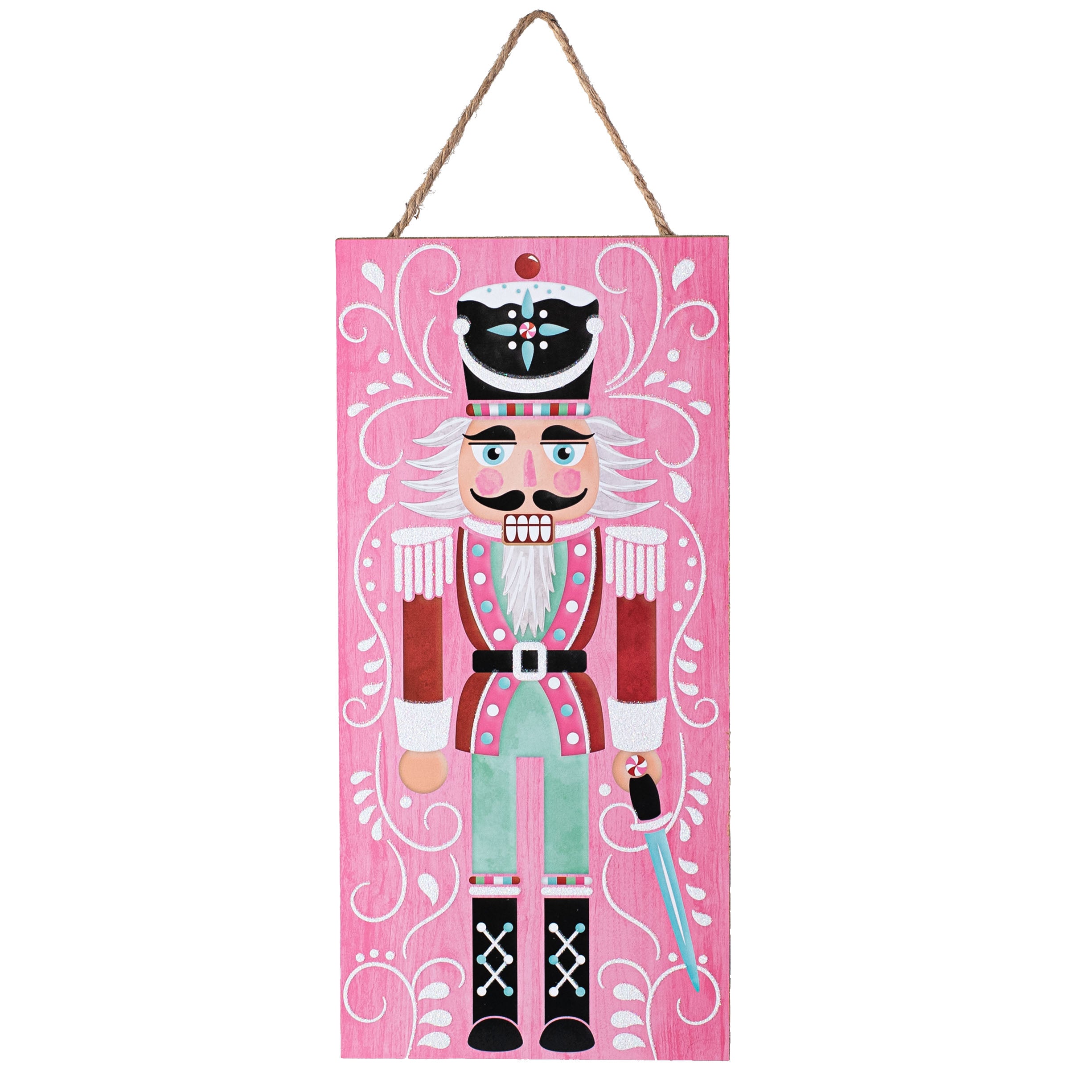 12" Wooden Sign: Glitter Pink Nutcracker Item Number: AP8925