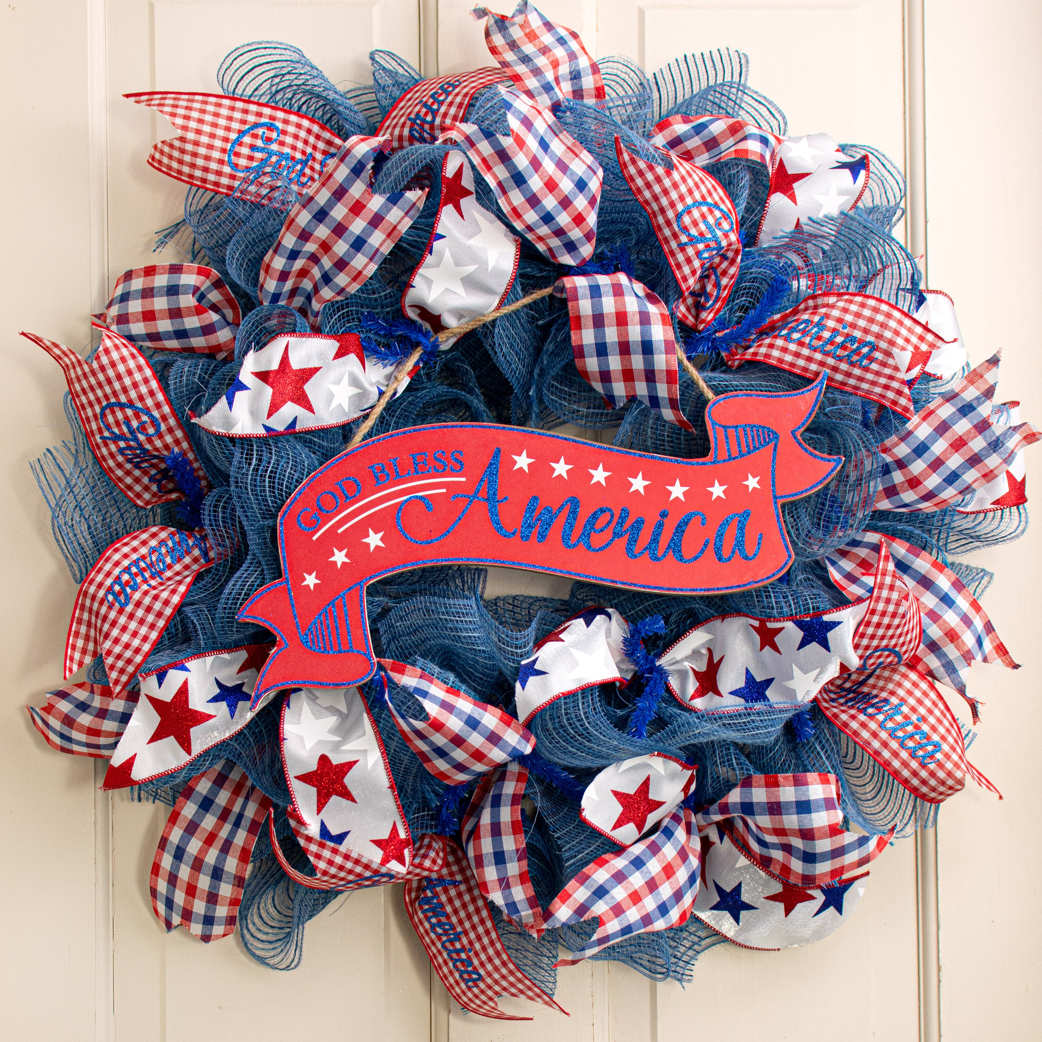 15" Wooden Sign: God Bless America Banner Lifestyle Photo