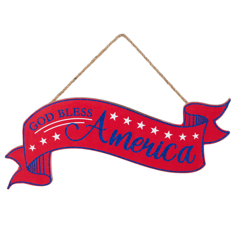 15" Wooden Sign: God Bless America Banner Item Number: AP8866