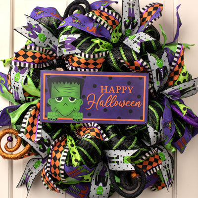 12" Wooden Sign: Halloween Frankenstein Lifestyle Photo