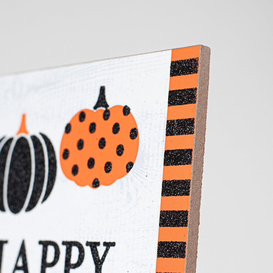 12" Wooden Sign: Halloween Patterned Pumpkins detail photo 3