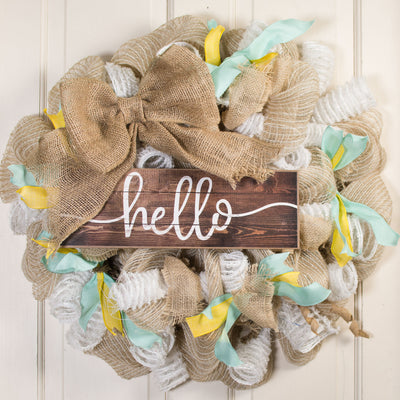 15" Wooden Sign: Hello Lifestyle Photo