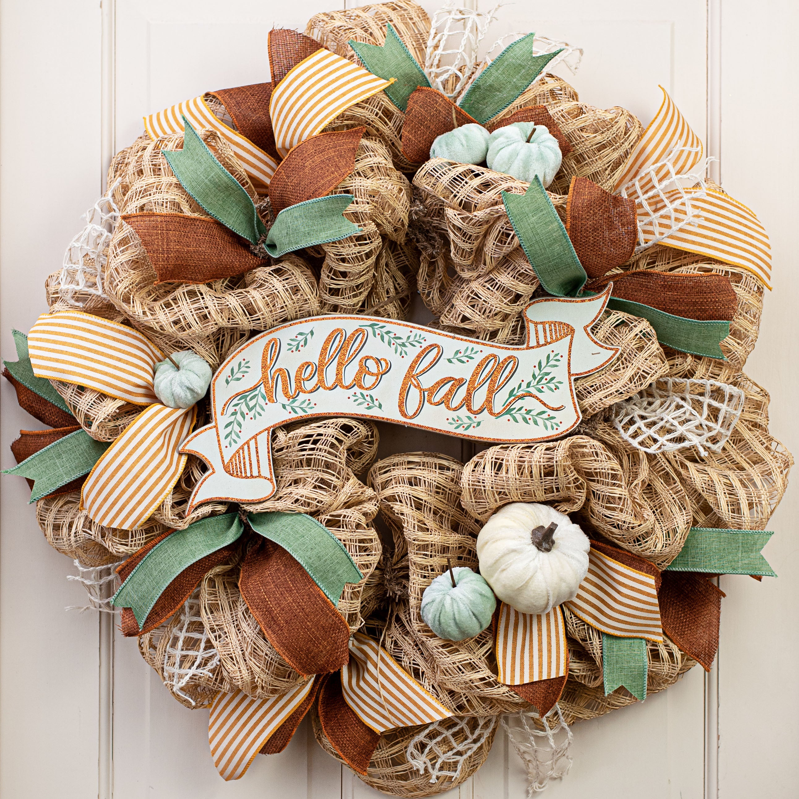 15" Wooden Sign: Hello Fall Banner Lifestyle Photo