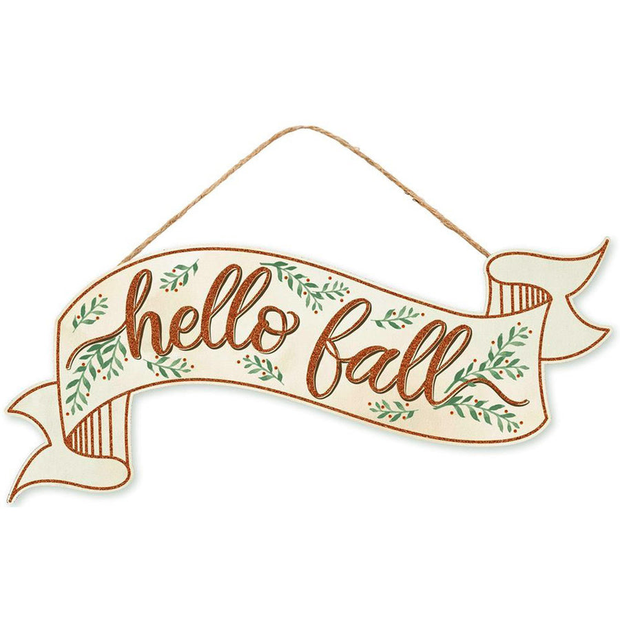15" Wooden Sign: Hello Fall Banner Item Number: AP8868