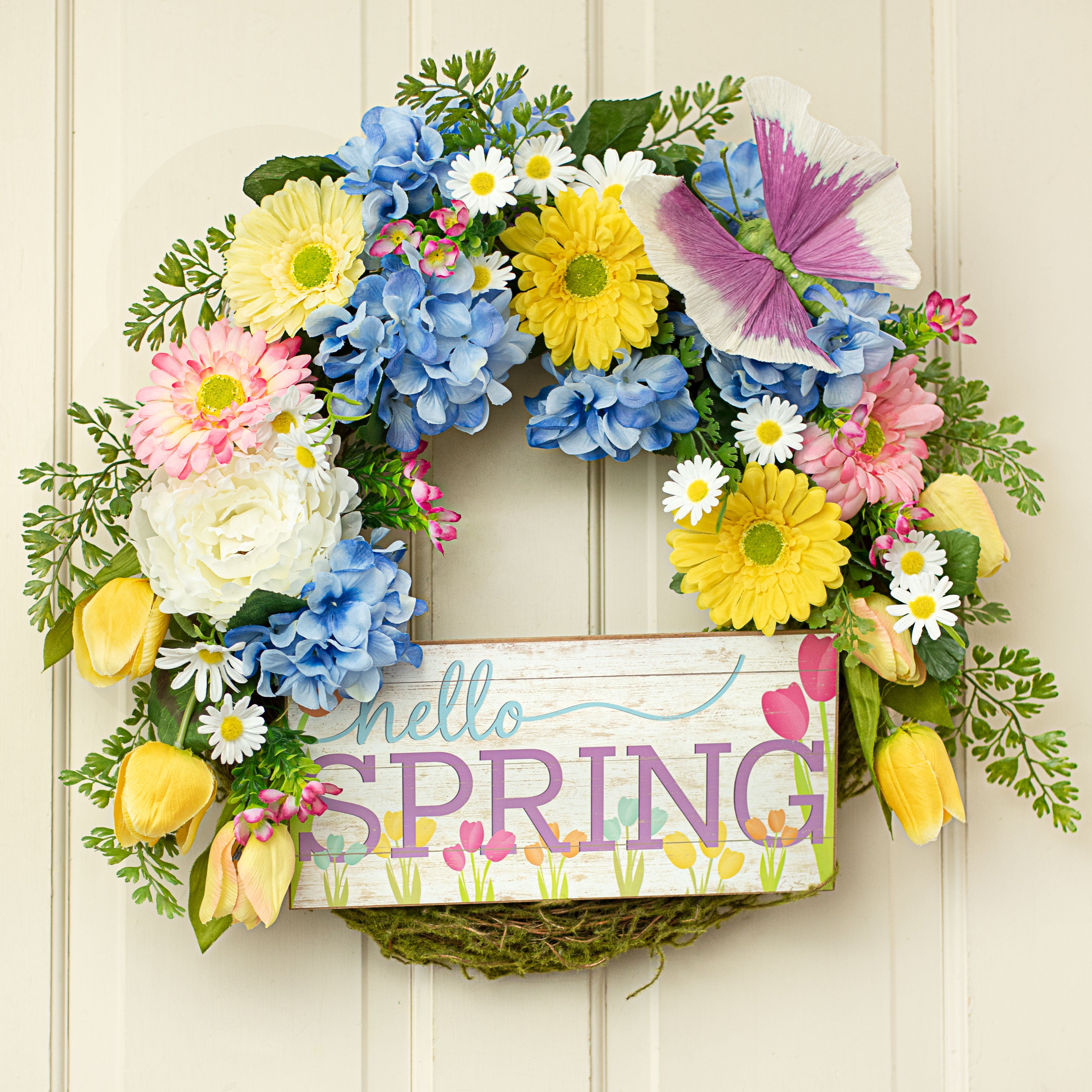 12" Wooden Sign: Hello Spring Lifestyle Photo