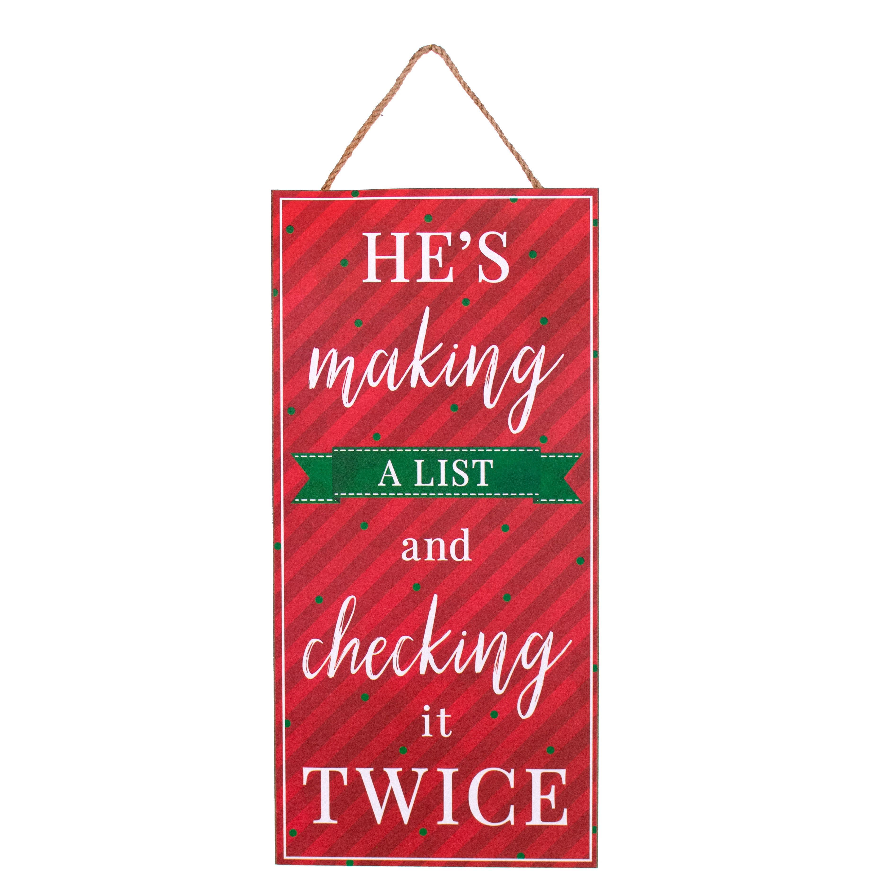 12" Wooden Sign: He's Making A List Item Number: AP7051