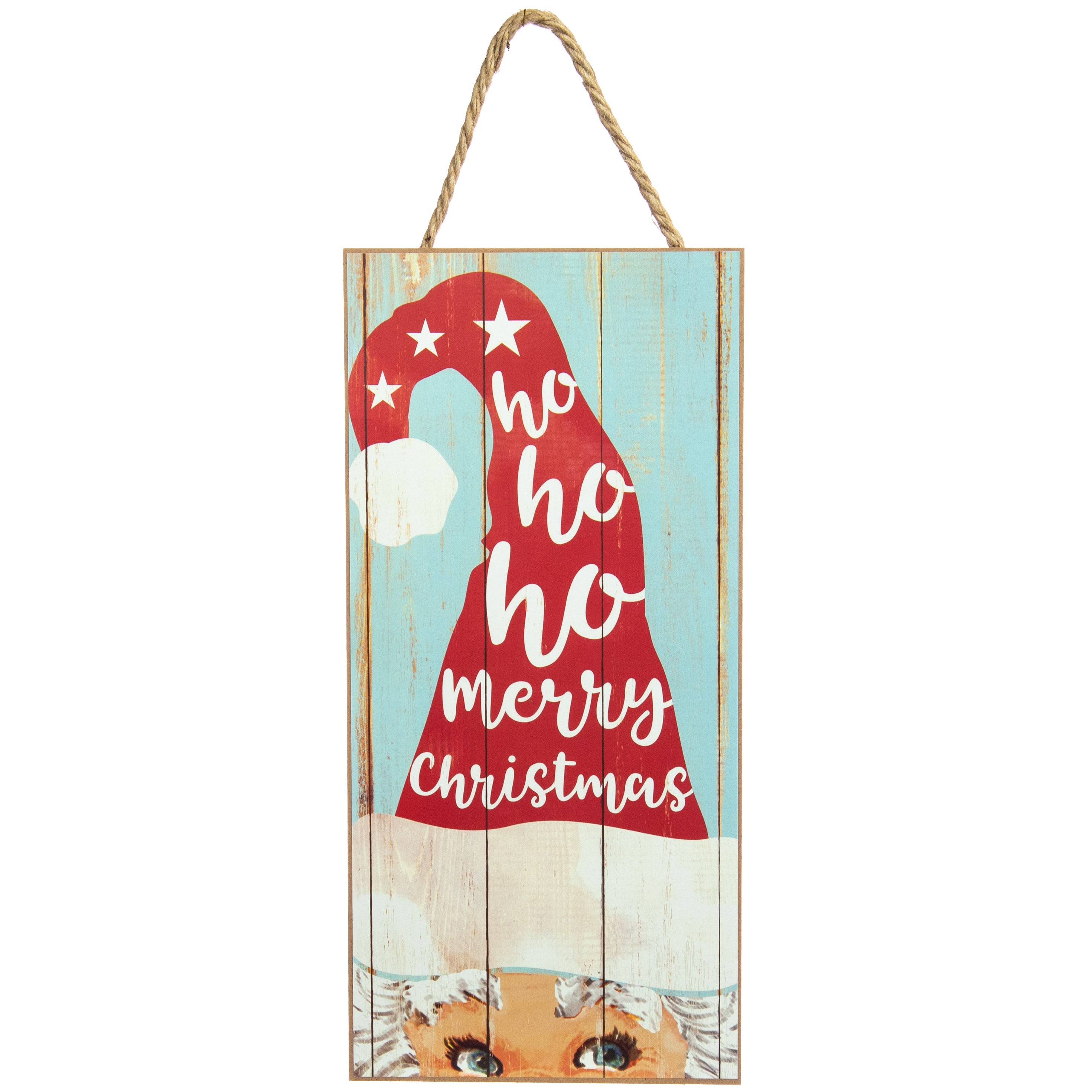 12" Wooden Sign: Ho Ho Ho Santa Hat Item Number: AP8187