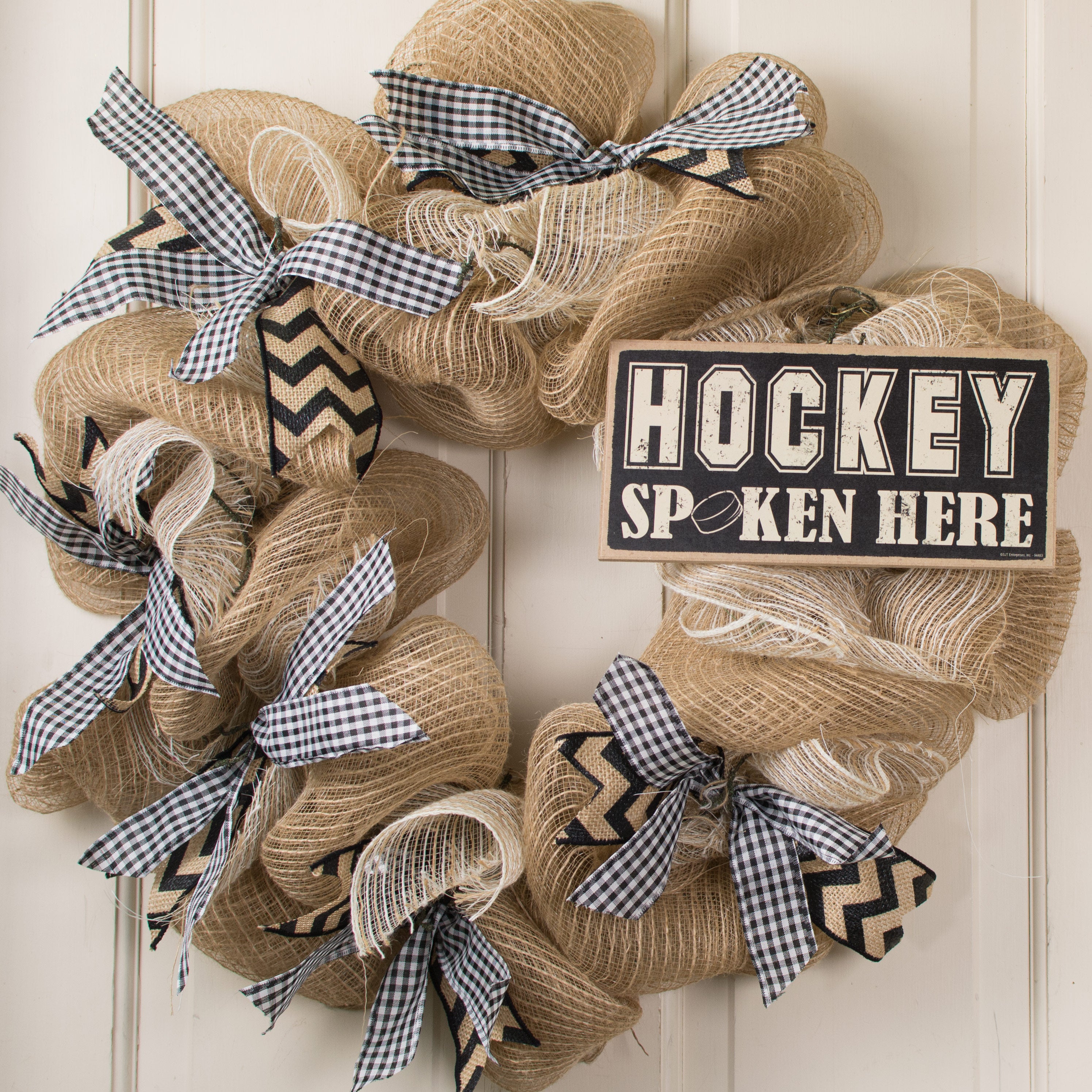 10" Wooden Sign: Hockey Spoken Here Lifestyle Photo