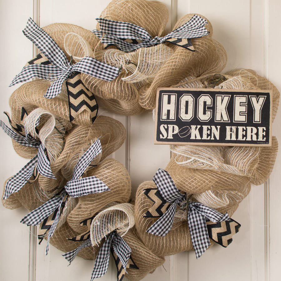 10" Wooden Sign: Hockey Spoken Here Lifestyle Photo