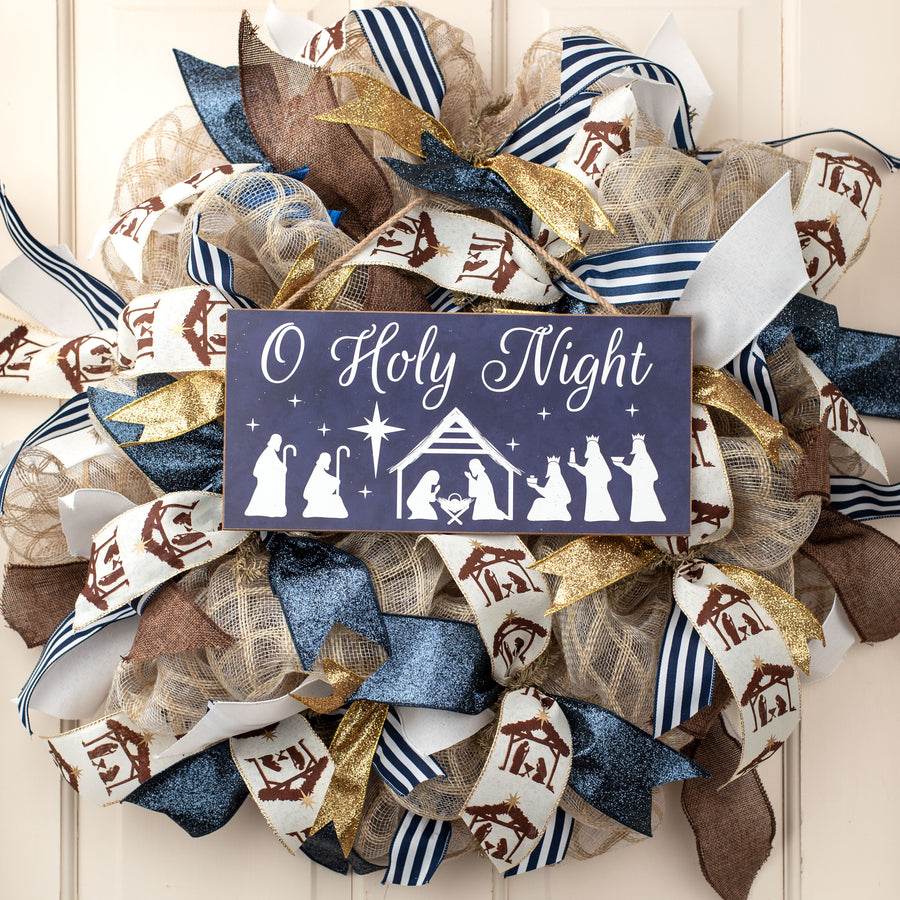 12" Wooden Sign: O Holy Night Creche Lifestyle Photo