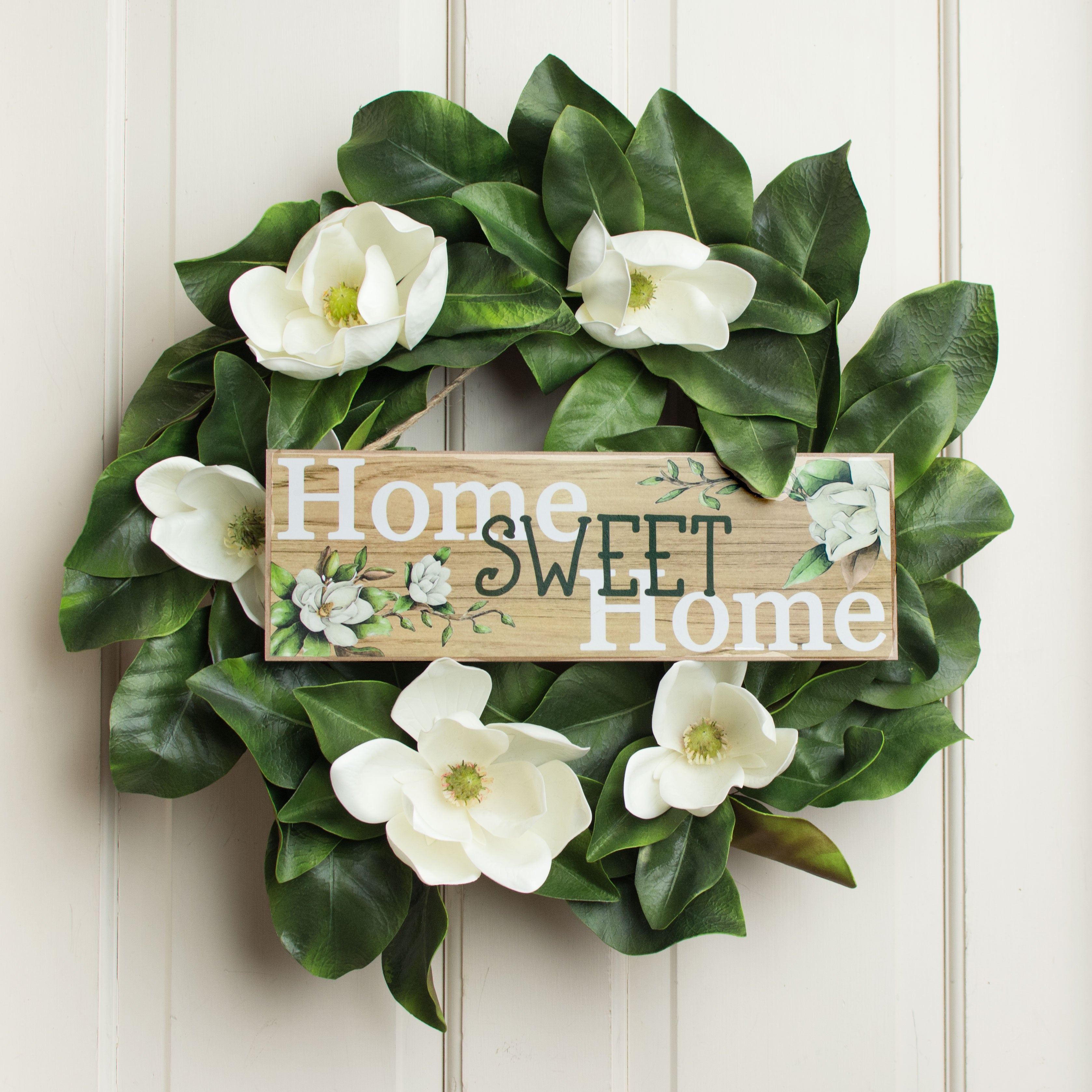 15" Wooden Sign: Home Sweet Home Magnolias Lifestyle Photo