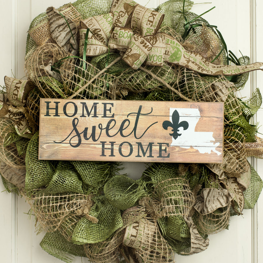 15" Wooden Sign: Home Sweet Louisiana Lifestyle Photo