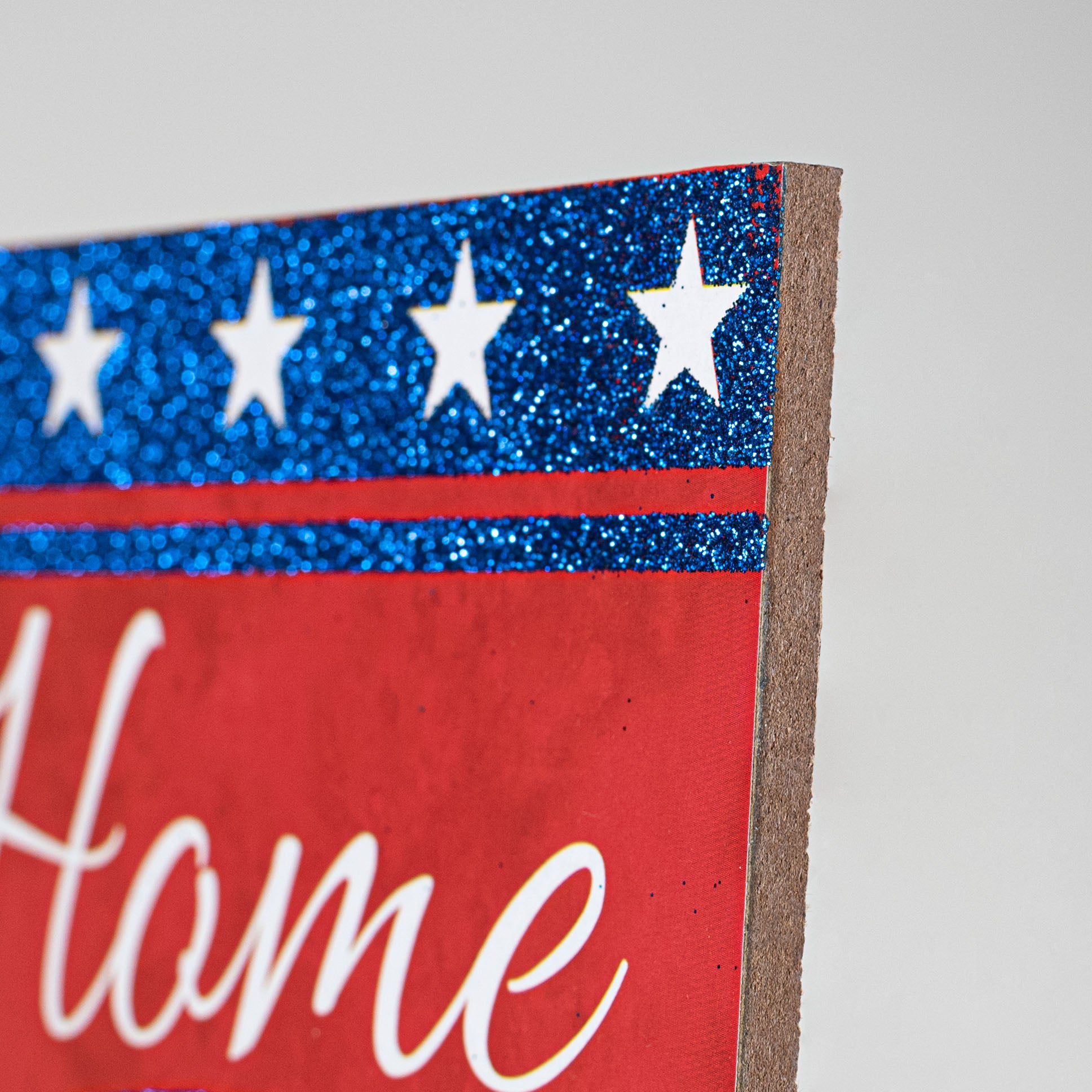 12" Wooden Sign: Home of the Free & Brave detail photo 3