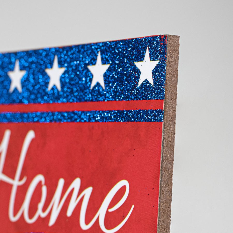 12" Wooden Sign: Home of the Free & Brave detail photo 3