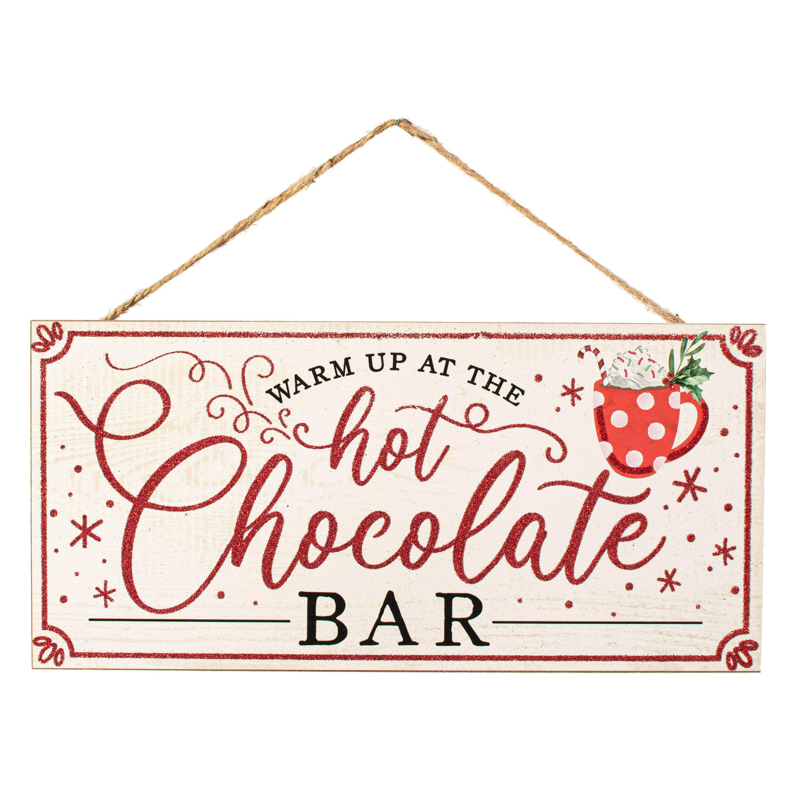 12" wooden sign: hot chocolate bar