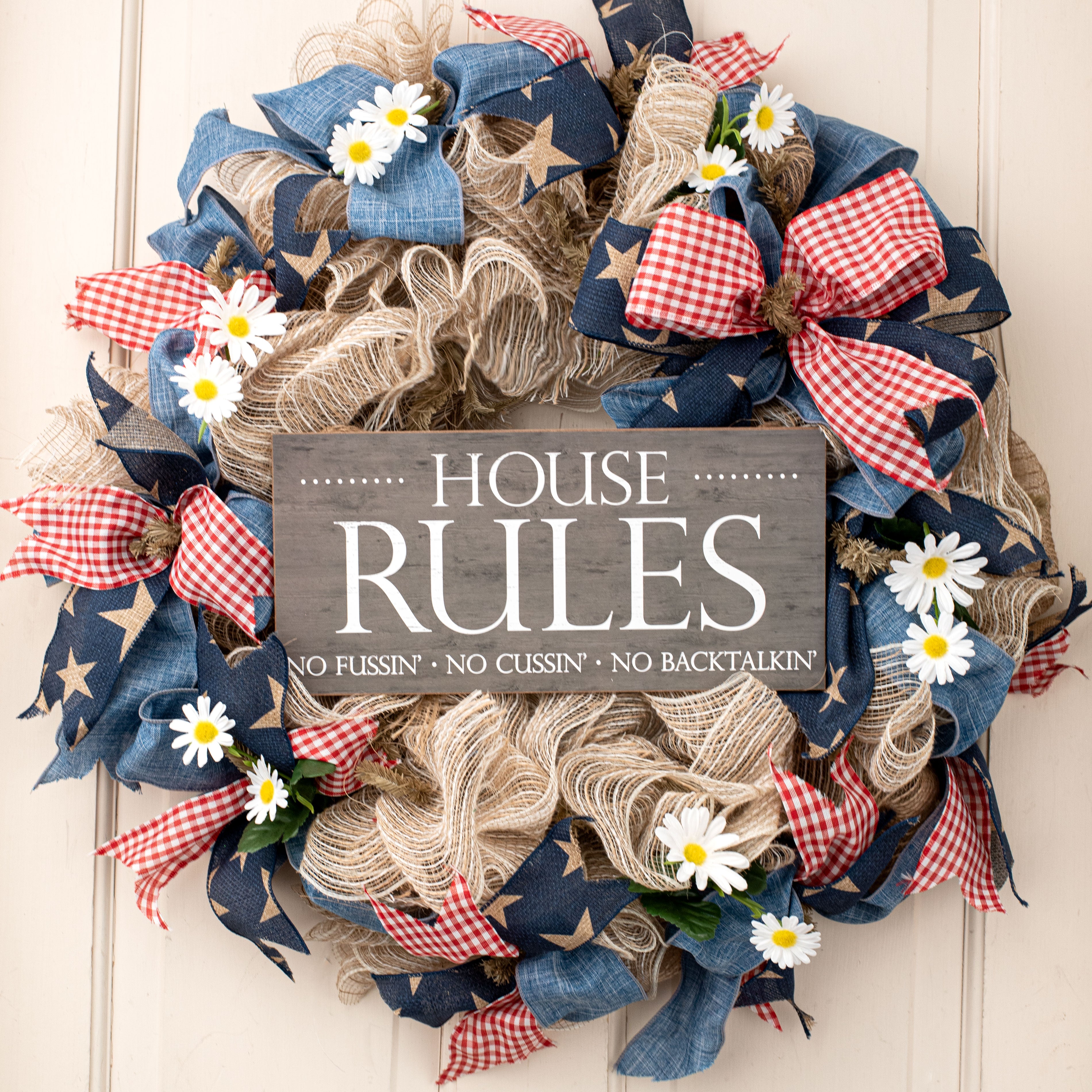 12" Wooden Sign: House Rules Lifestyle Photo