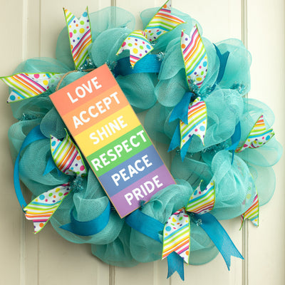 12" Wooden Sign: Love & Accept Rainbow Lifestyle Photo