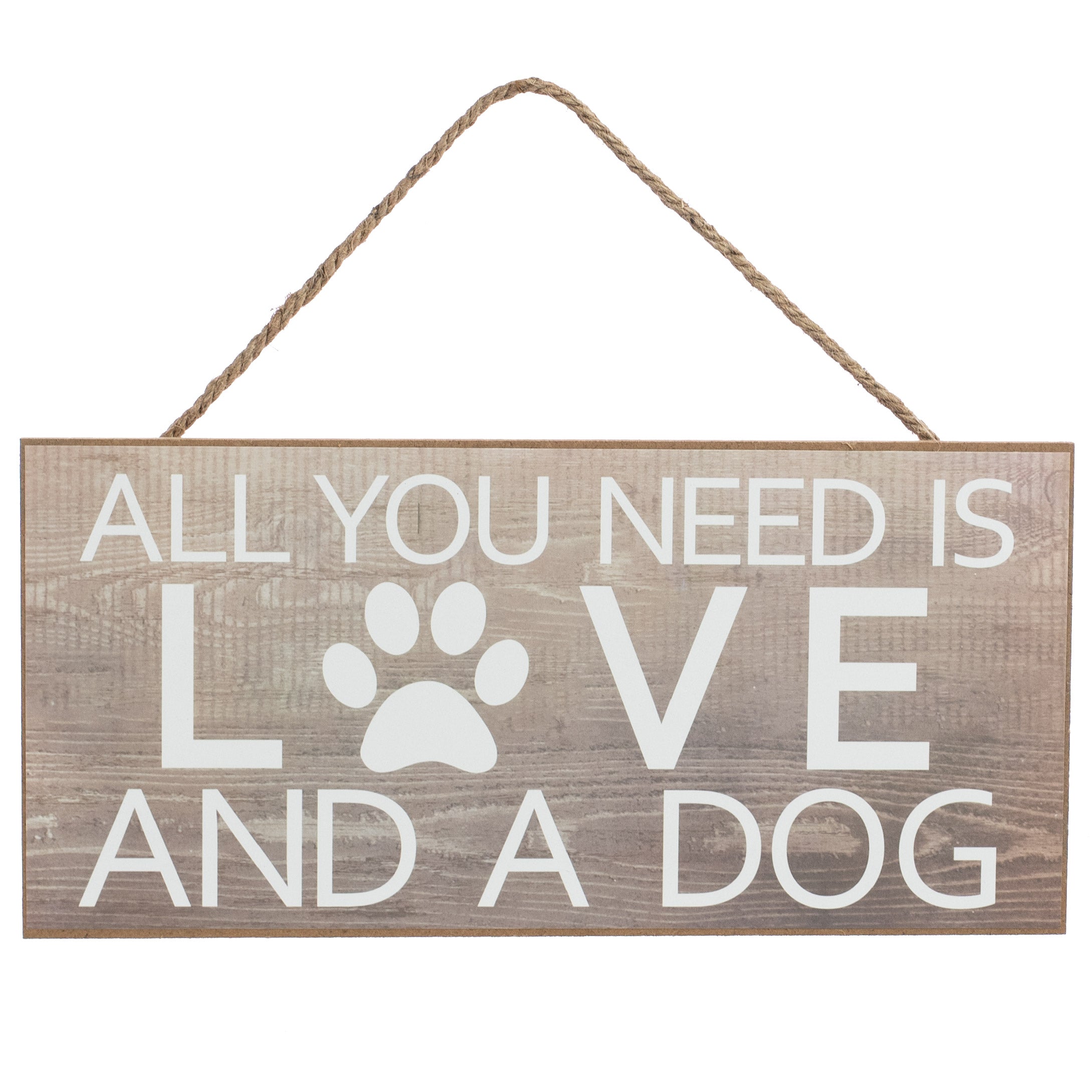 12" Wooden Sign: Love & A Dog Item Number: AP8331