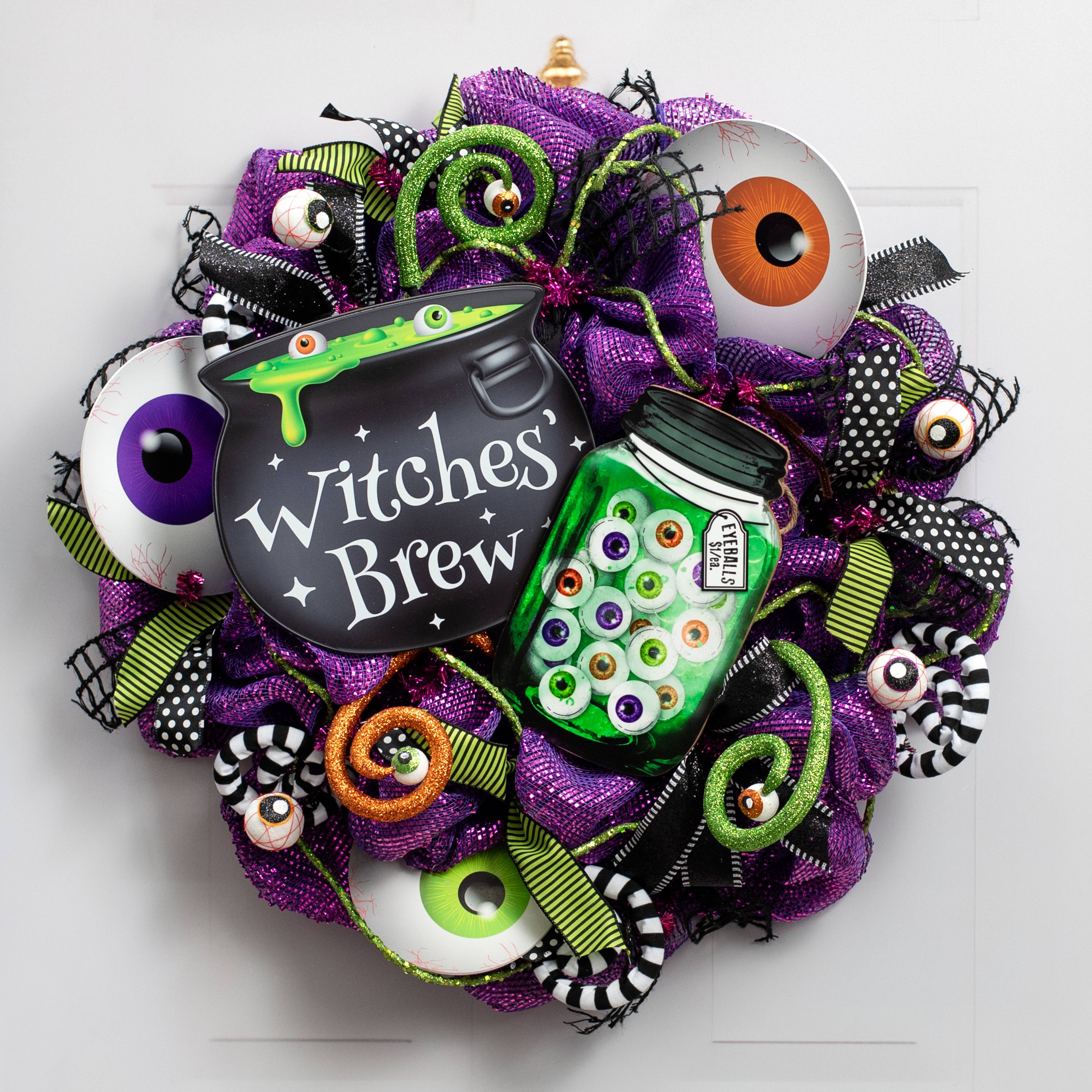 10" Wooden Sign: Mason Jar Witches' Eyeballs Lifestyle Photo