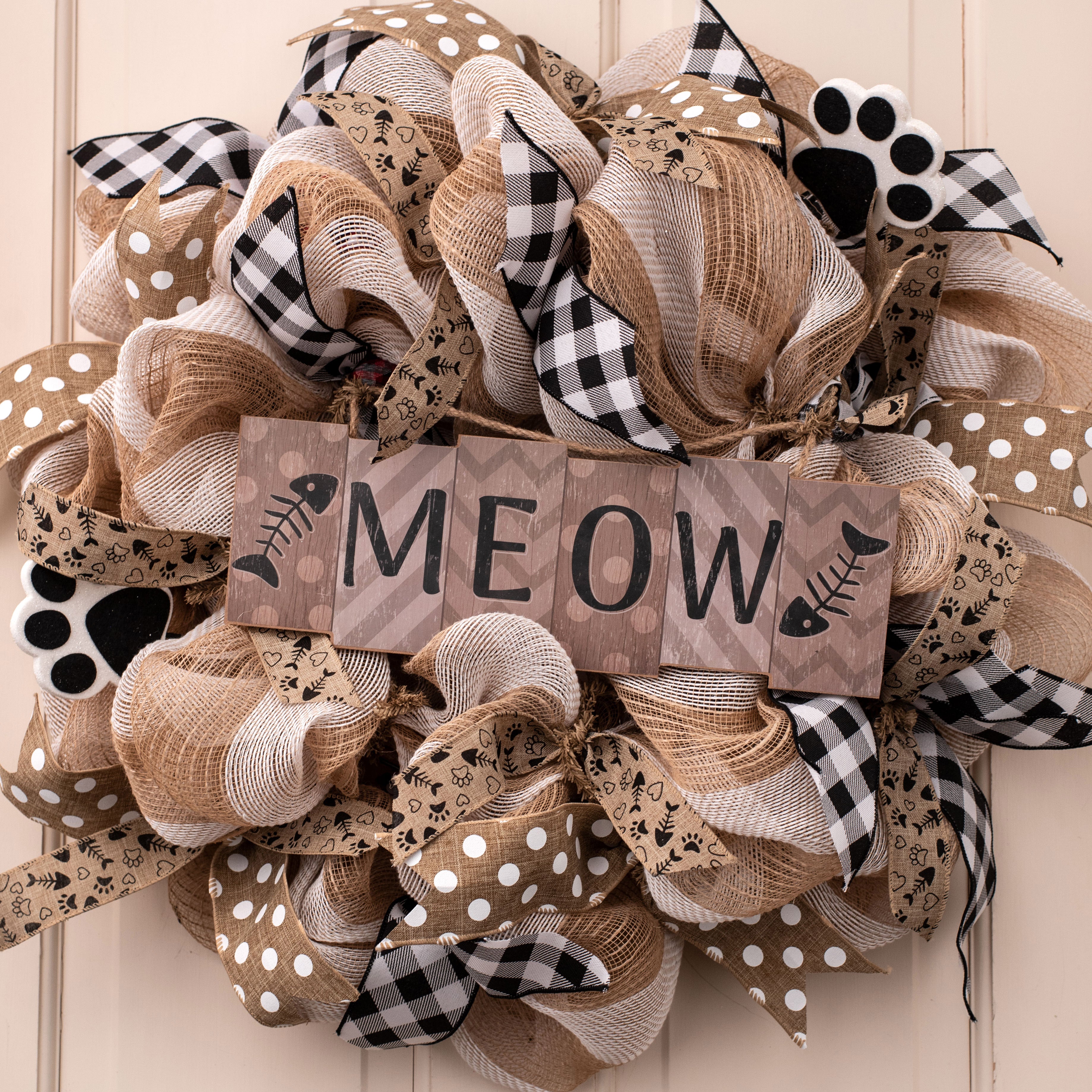 14" Wooden Sign: Meow Blocks Lifestyle Photo
