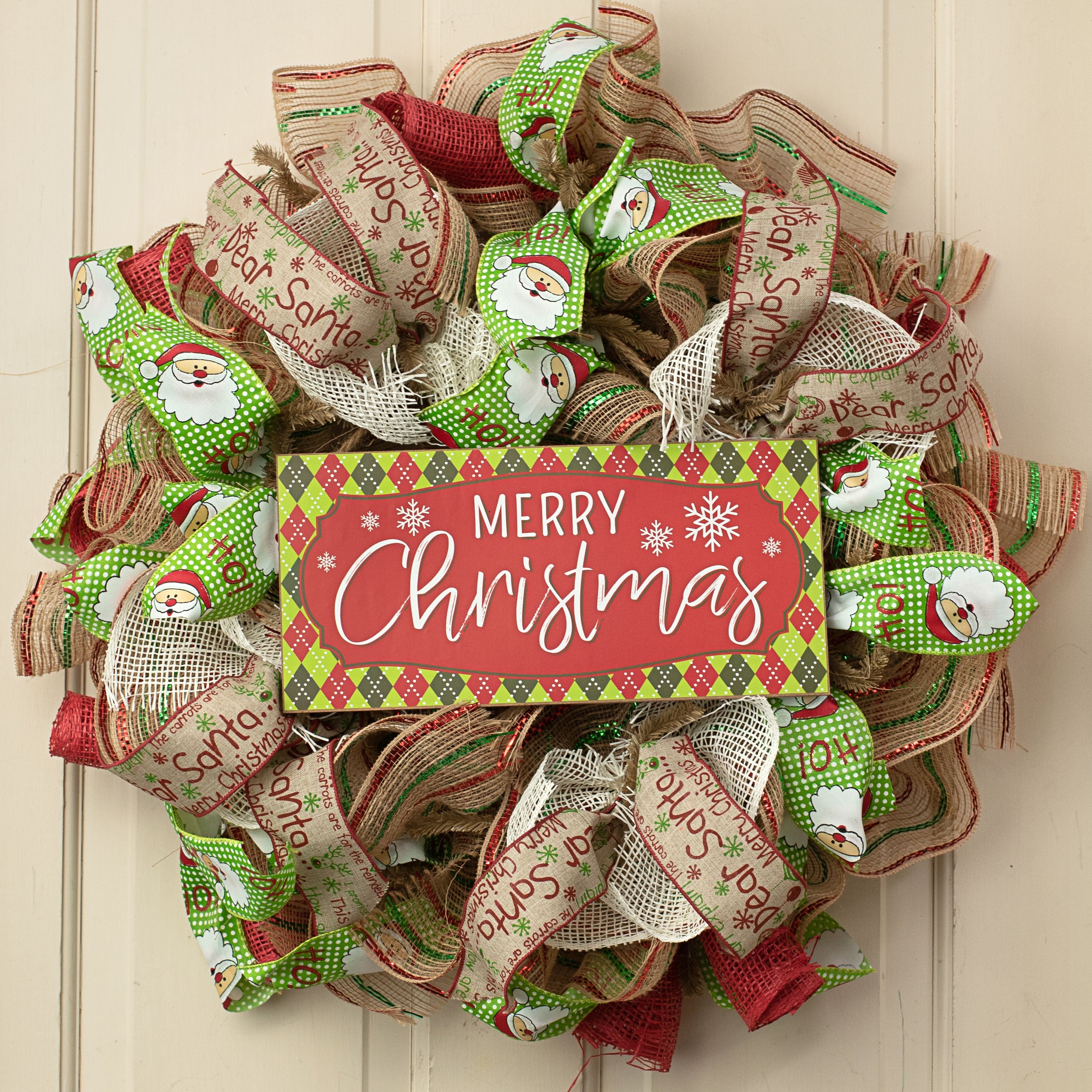12" Wooden Sign: Merry Christmas Argyle Lifestyle Photo