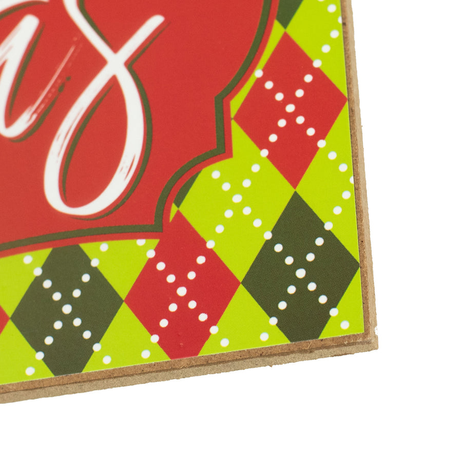 12" Wooden Sign: Merry Christmas Argyle detail photo 3