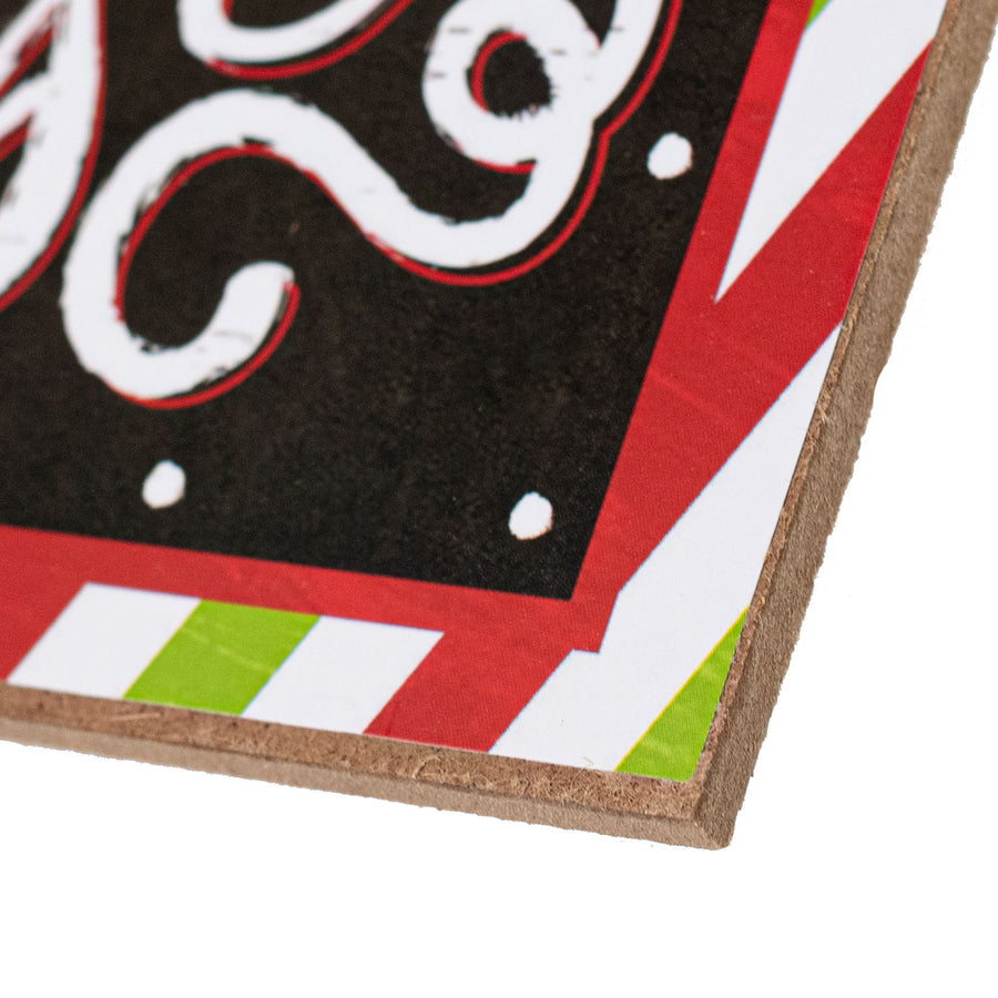 12" Wooden Sign: Merry Christmas Diagonal Stripe detail photo 3