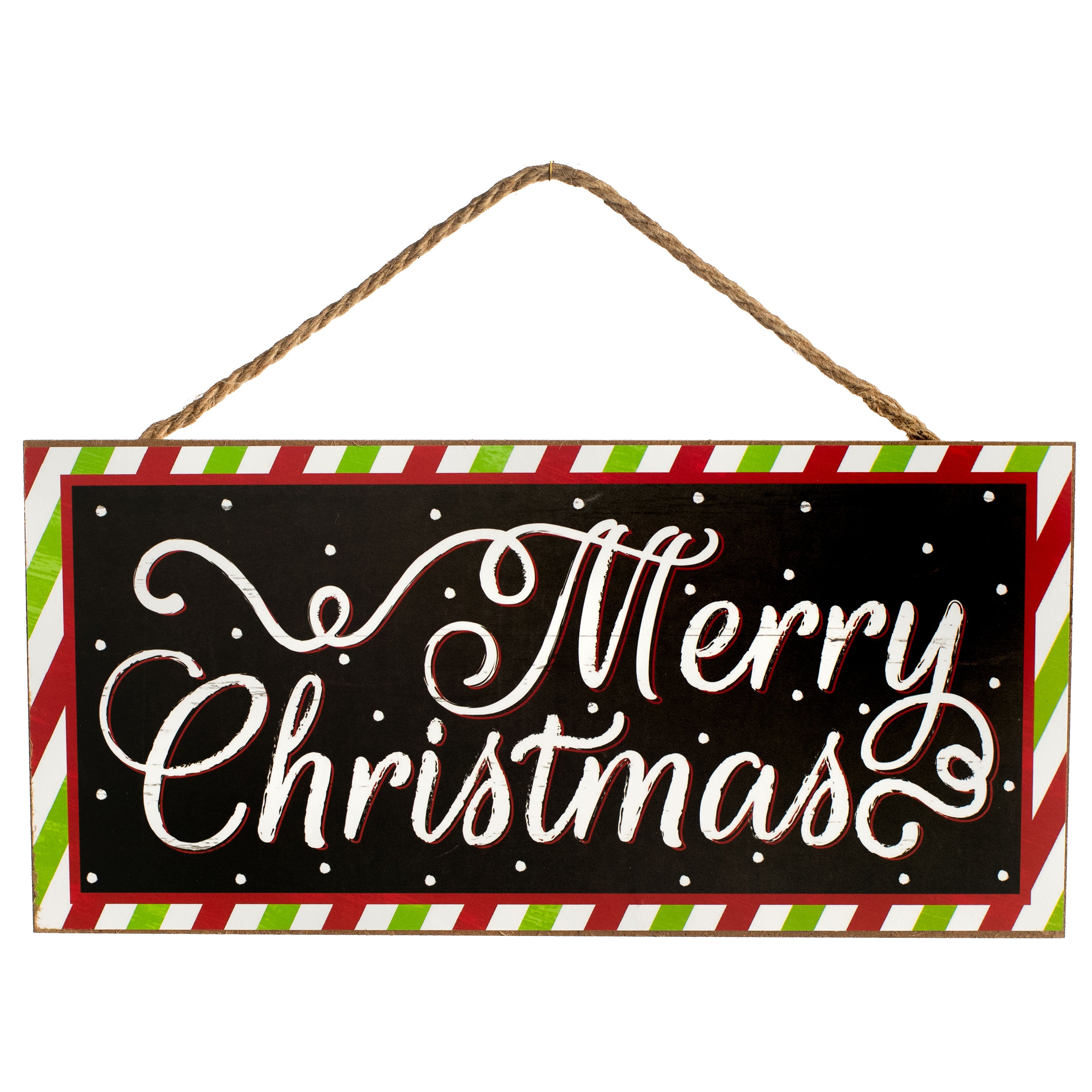 12" Wooden Sign: Merry Christmas Diagonal Stripe Item Number: AP8477