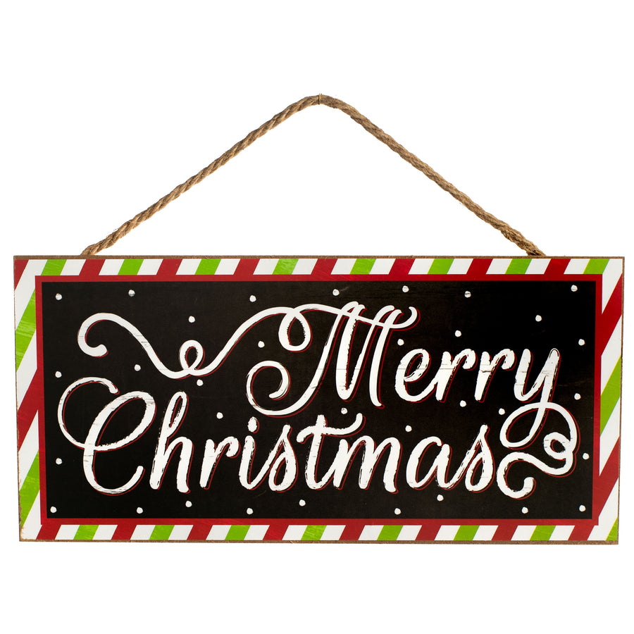 12" Wooden Sign: Merry Christmas Diagonal Stripe Item Number: AP8477
