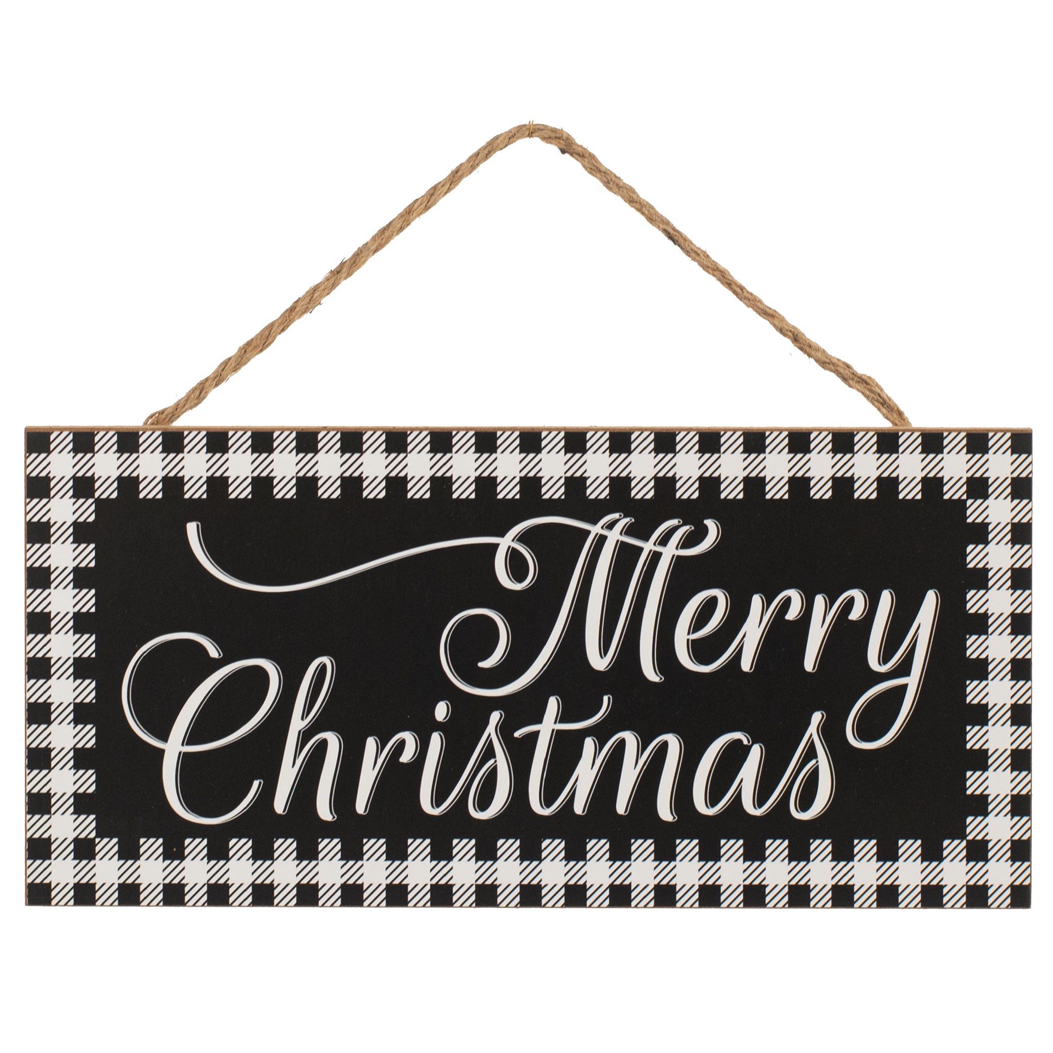 12" Wooden Sign: Merry Christmas Gingham Edge Item Number: AP8474