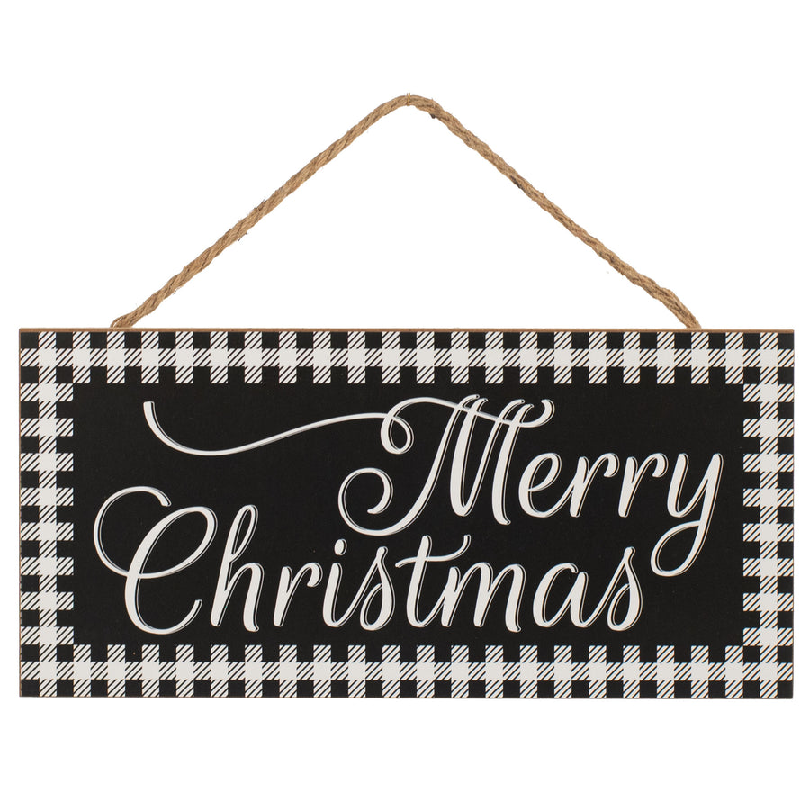 12" Wooden Sign: Merry Christmas Gingham Edge Item Number: AP8474
