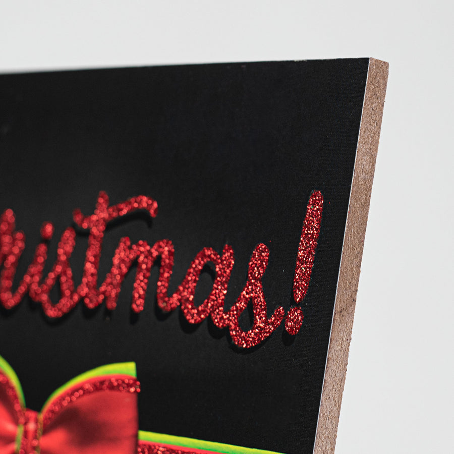 12" Wooden Sign: Merry Christmas Leopard Print Gift detail photo 3