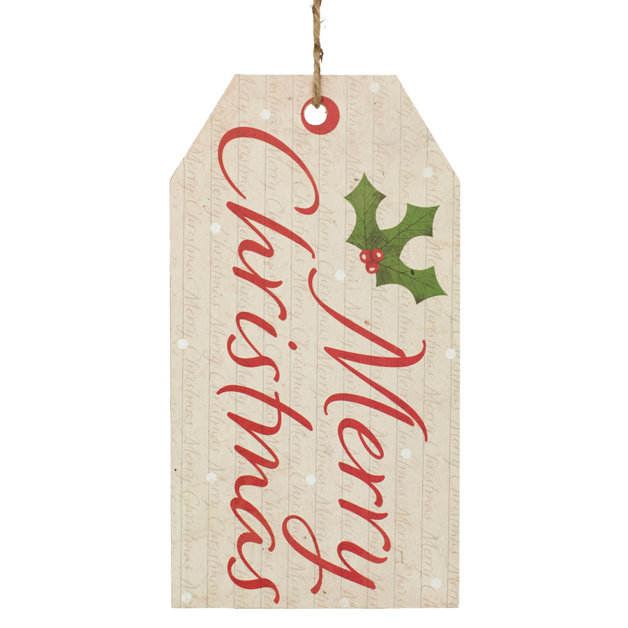 12" Wooden Sign: Merry Christmas Luggage Tag Item Number: AP8503
