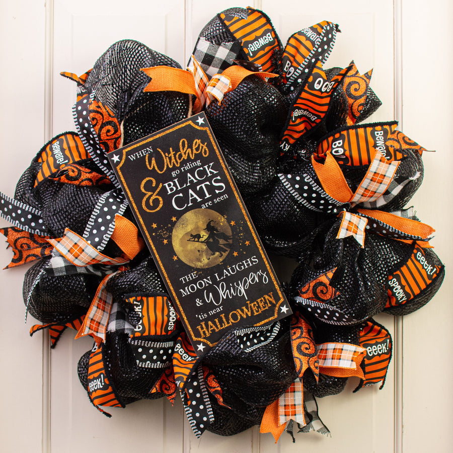 12" Wooden Sign: Near Halloween Poem With Moon Lifestyle Photo