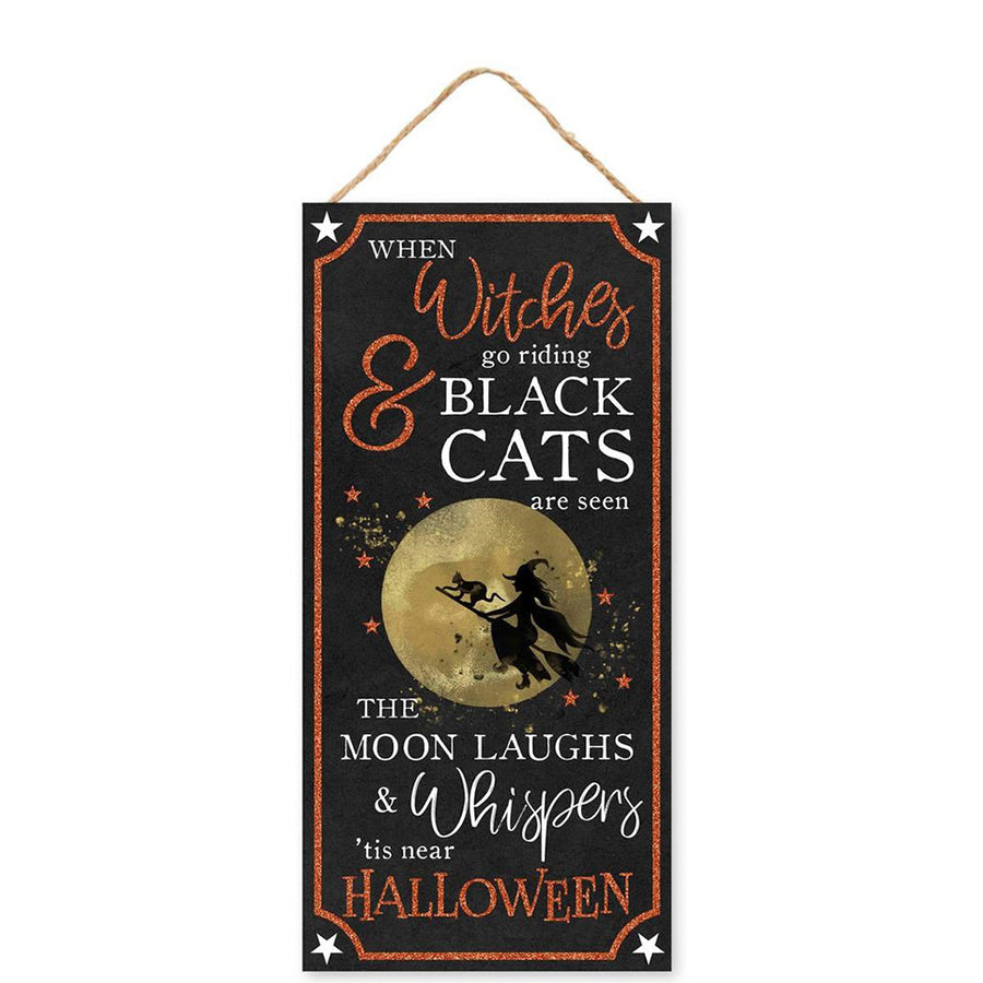 12" Wooden Sign: Near Halloween Poem With Moon Item Number: AP8937