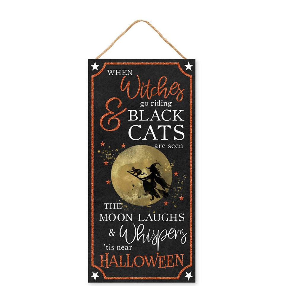 12" Wooden Sign: Near Halloween Poem With Moon Item Number: AP8937