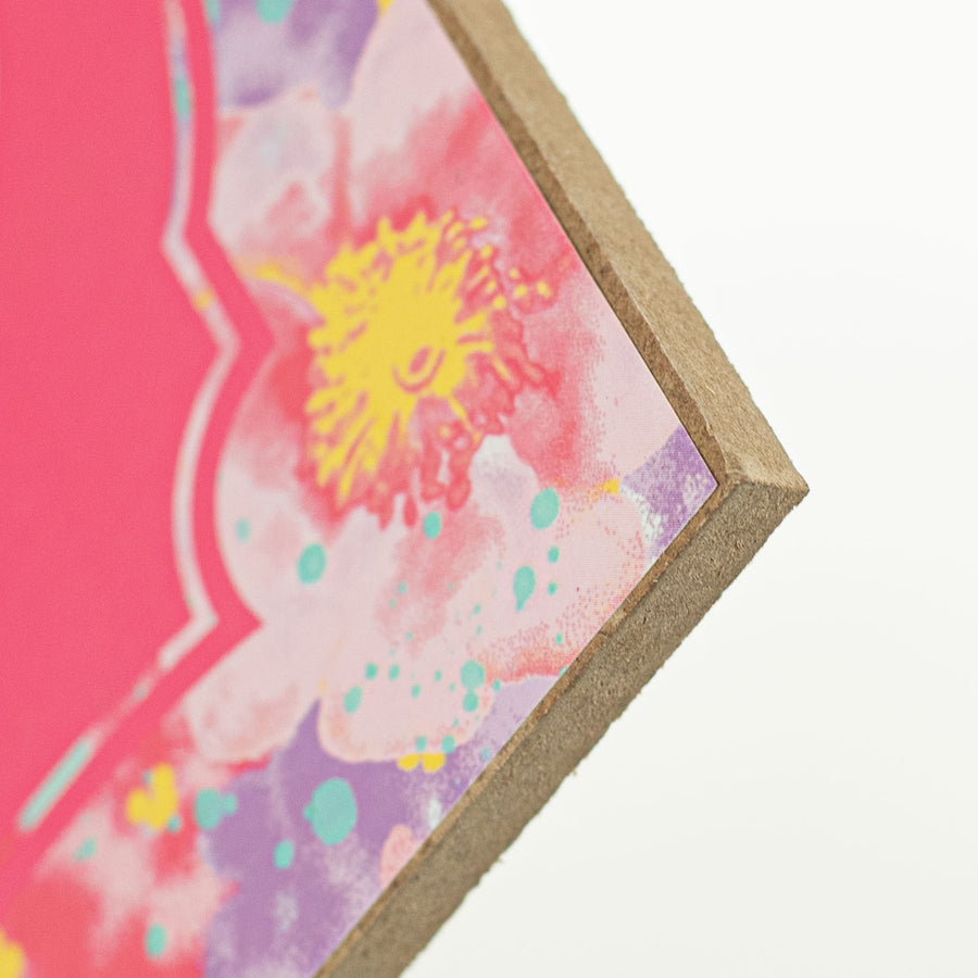 12" Wooden Sign: Pink Floral Welcome detail photo 3