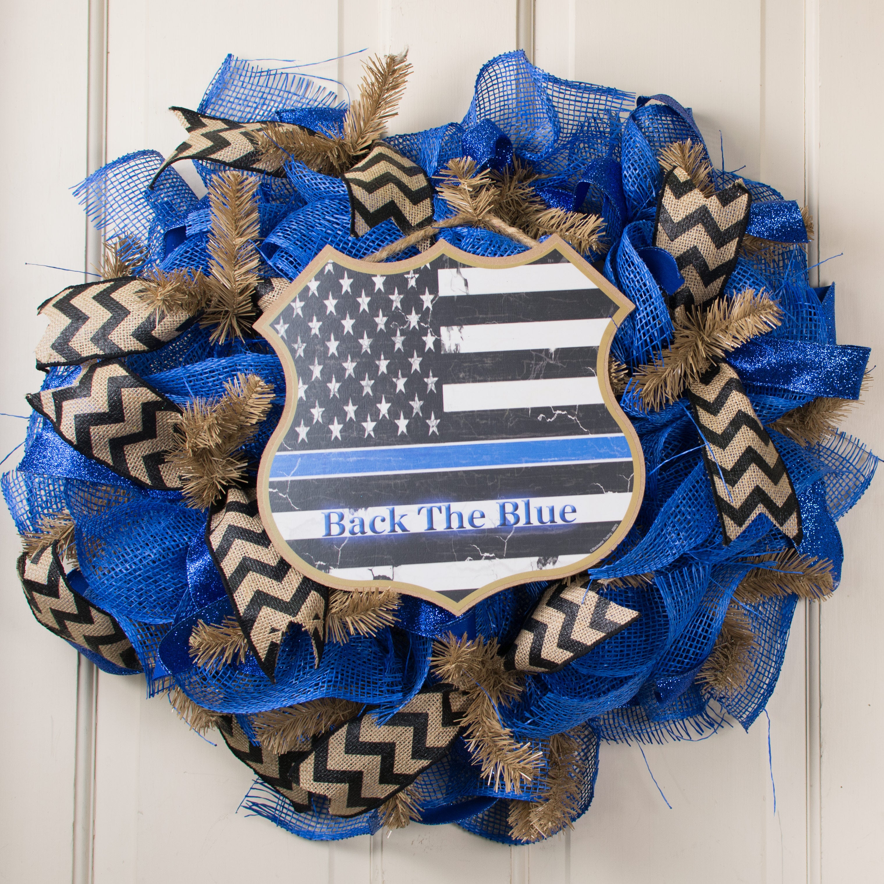 10.5" Wooden Sign: Police Support Badge Lifestyle Photo
