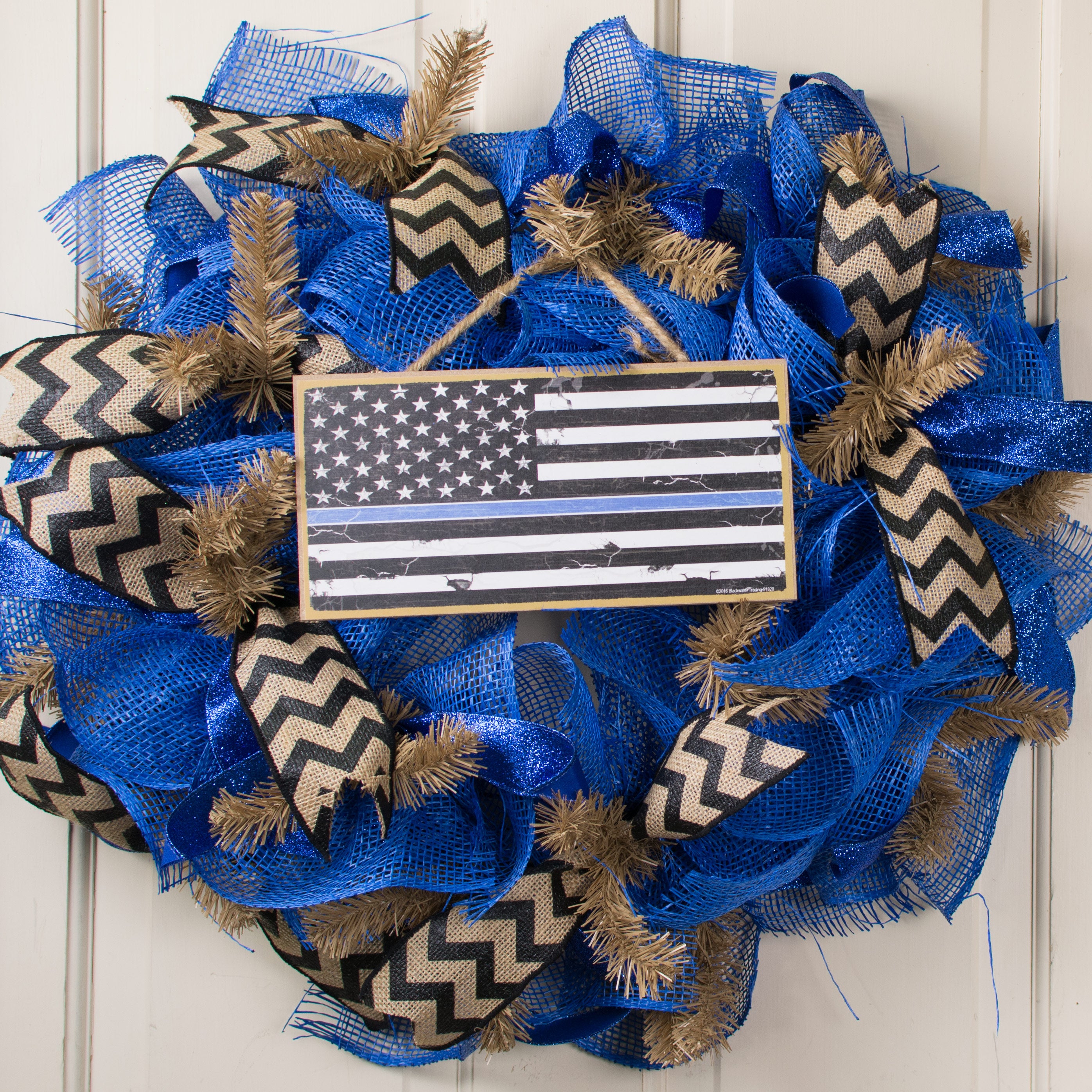 10" Wooden Sign: Police Support Flag Lifestyle Photo