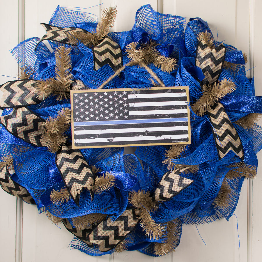 10" Wooden Sign: Police Support Flag Lifestyle Photo