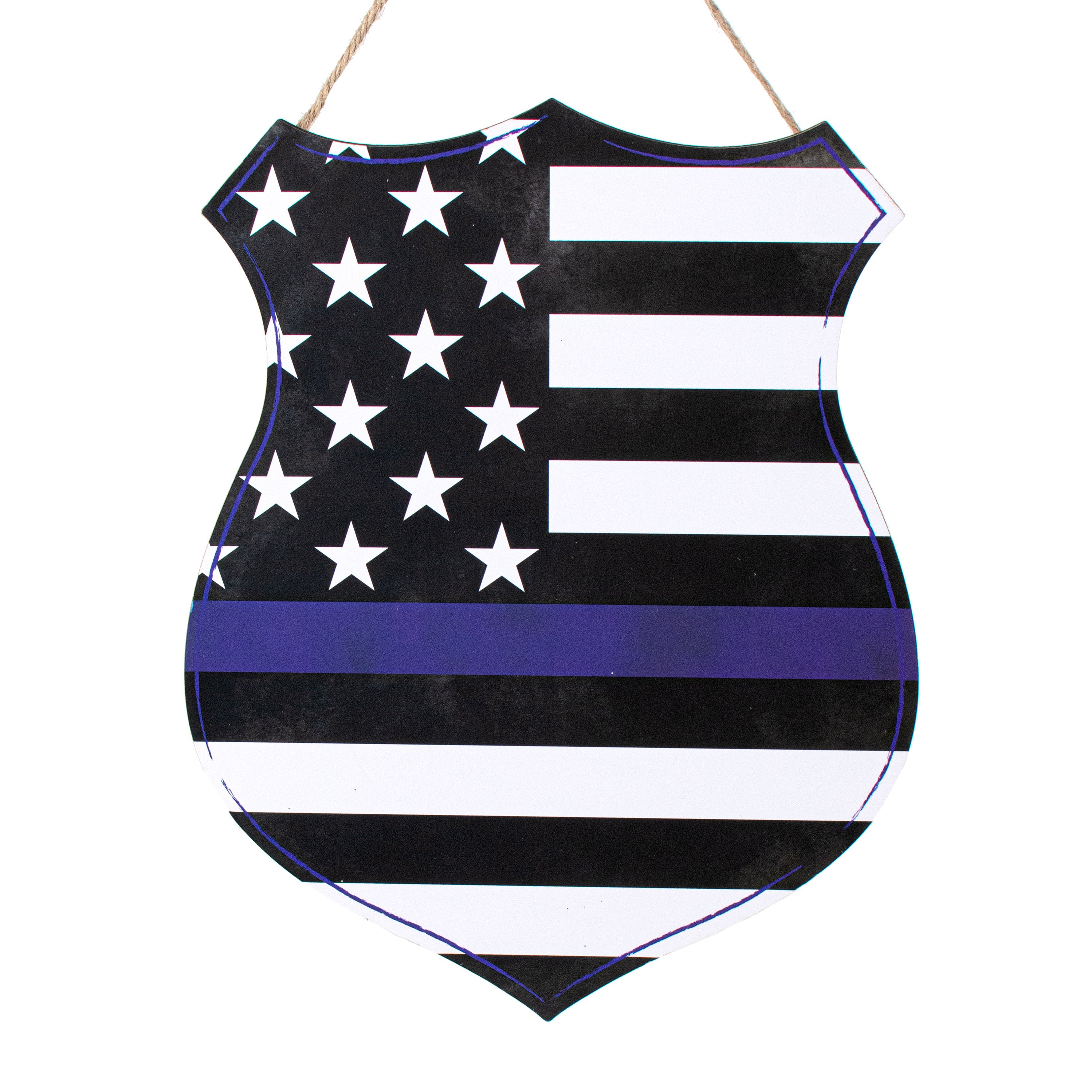 12" Wooden Sign: Police Support Flag Badge Item Number: AP7124