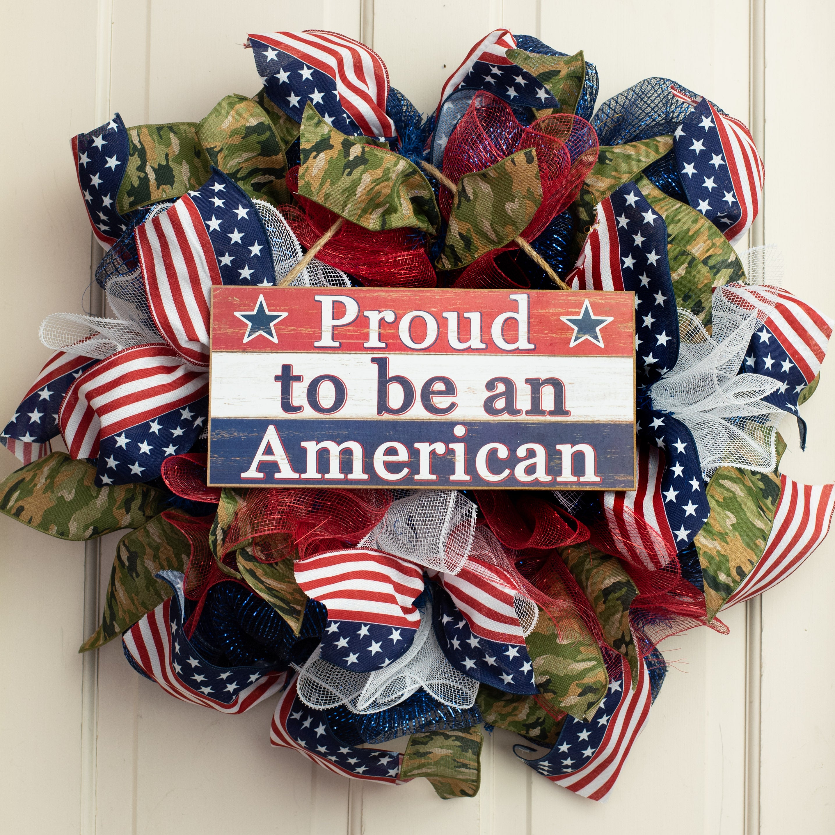 12" Wooden Sign: Proud to be an American Lifestyle Photo