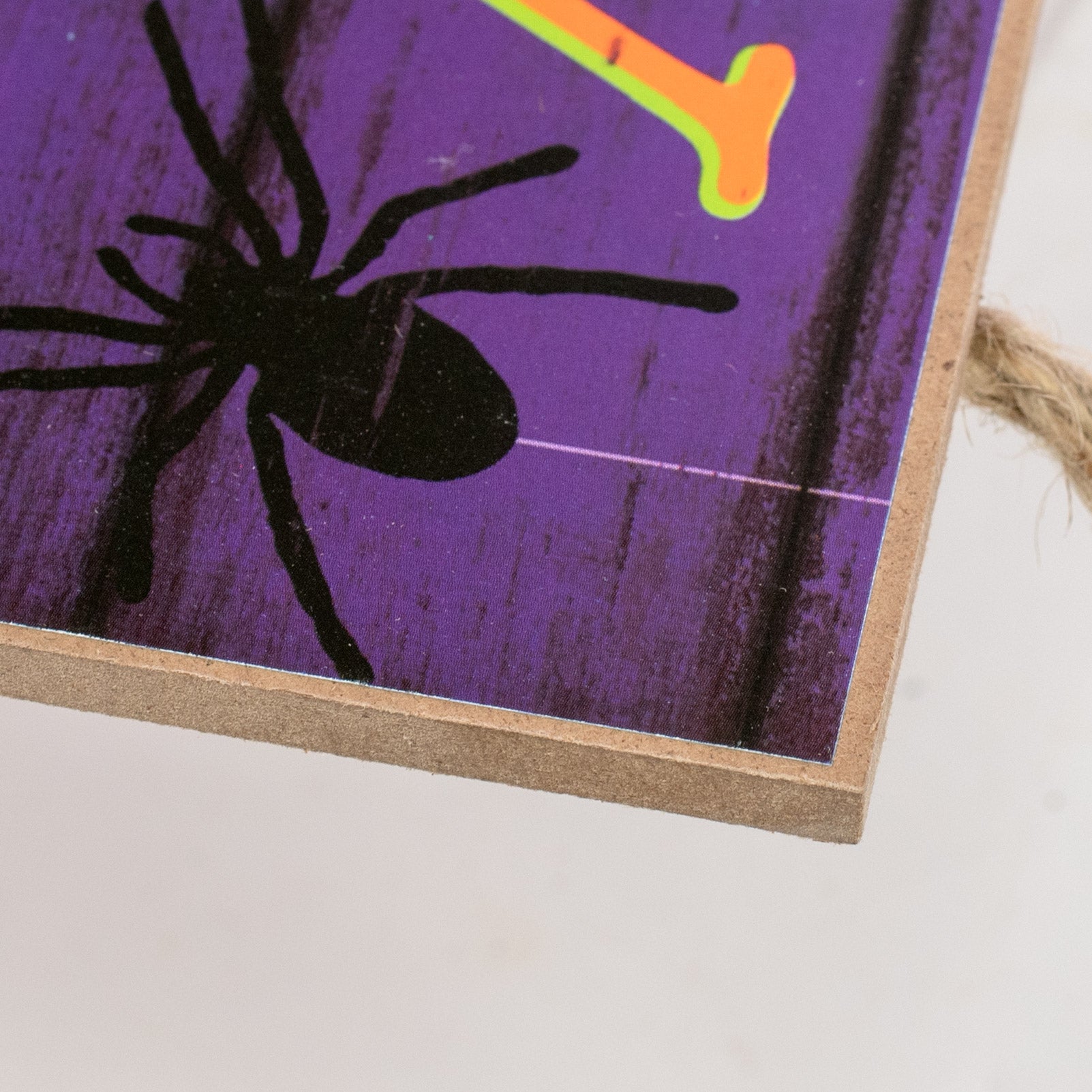 12" Wooden Sign: Purple Happy Halloween detail photo 3