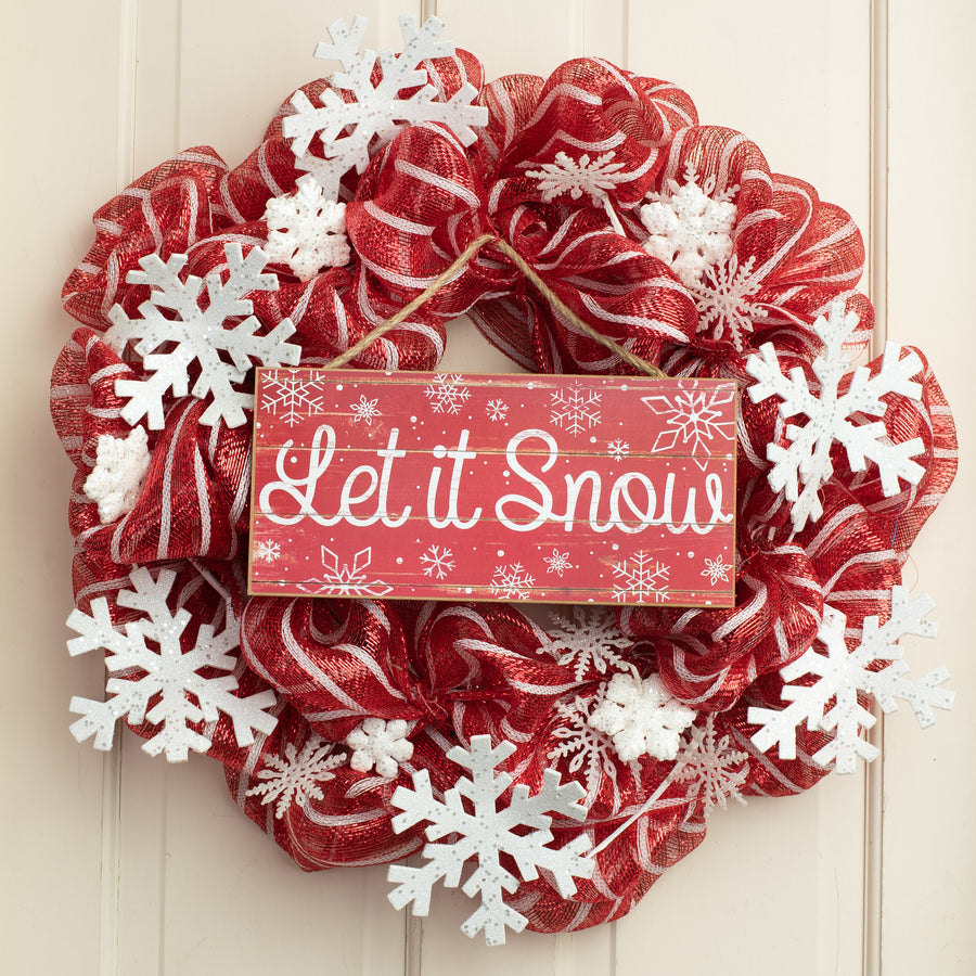12" Wooden Sign: Red Let it Snow Lifestyle Photo