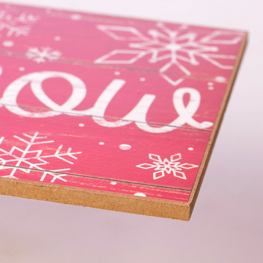 12" Wooden Sign: Red Let it Snow detail photo 3