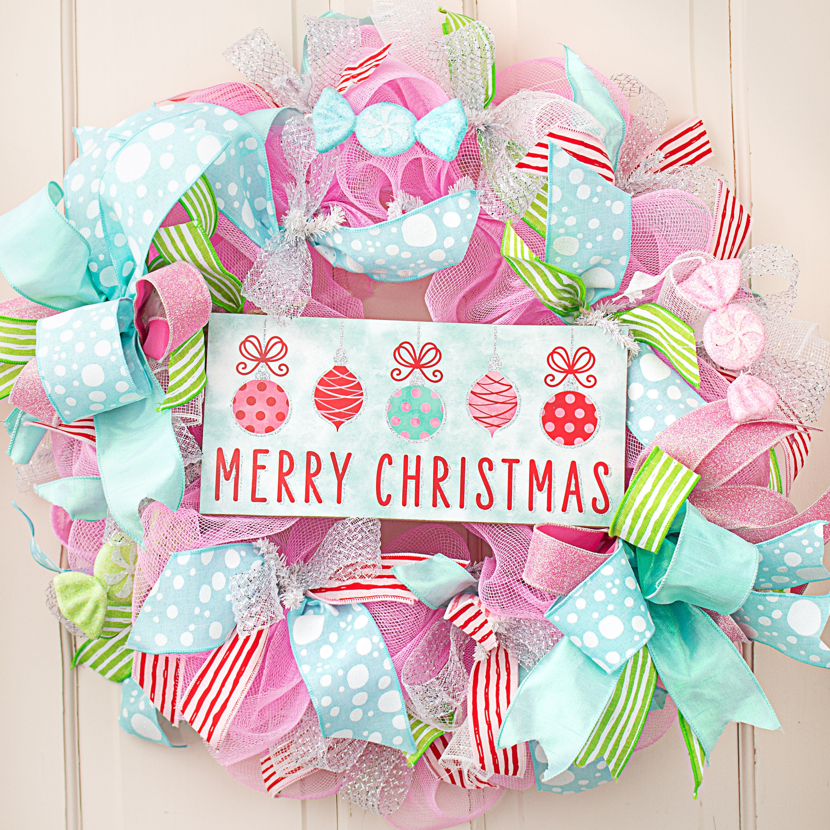 12" Wooden Sign: Retro Ornament Merry Christmas Lifestyle Photo