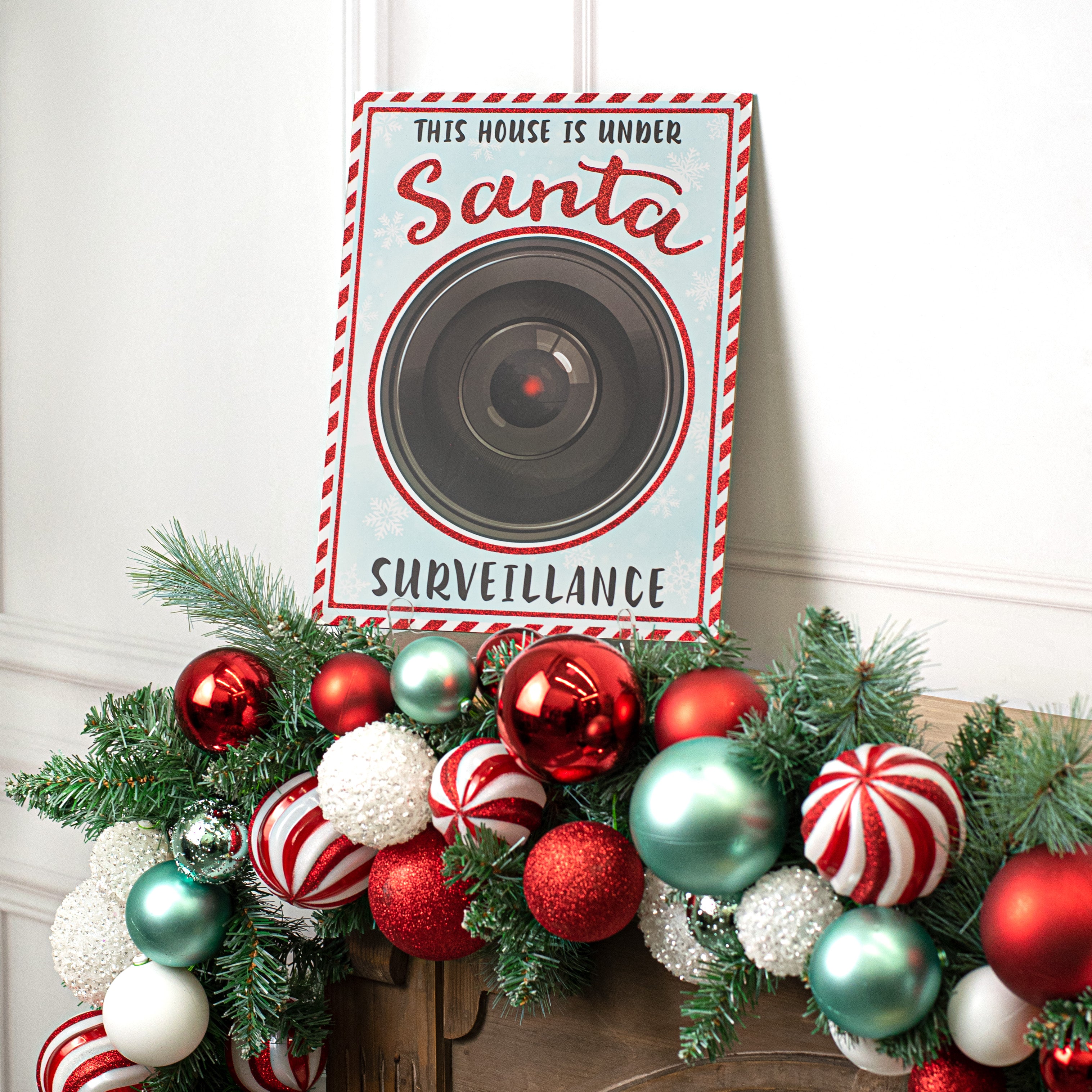 16" Wooden Sign: Santa Surveillance detail photo 4