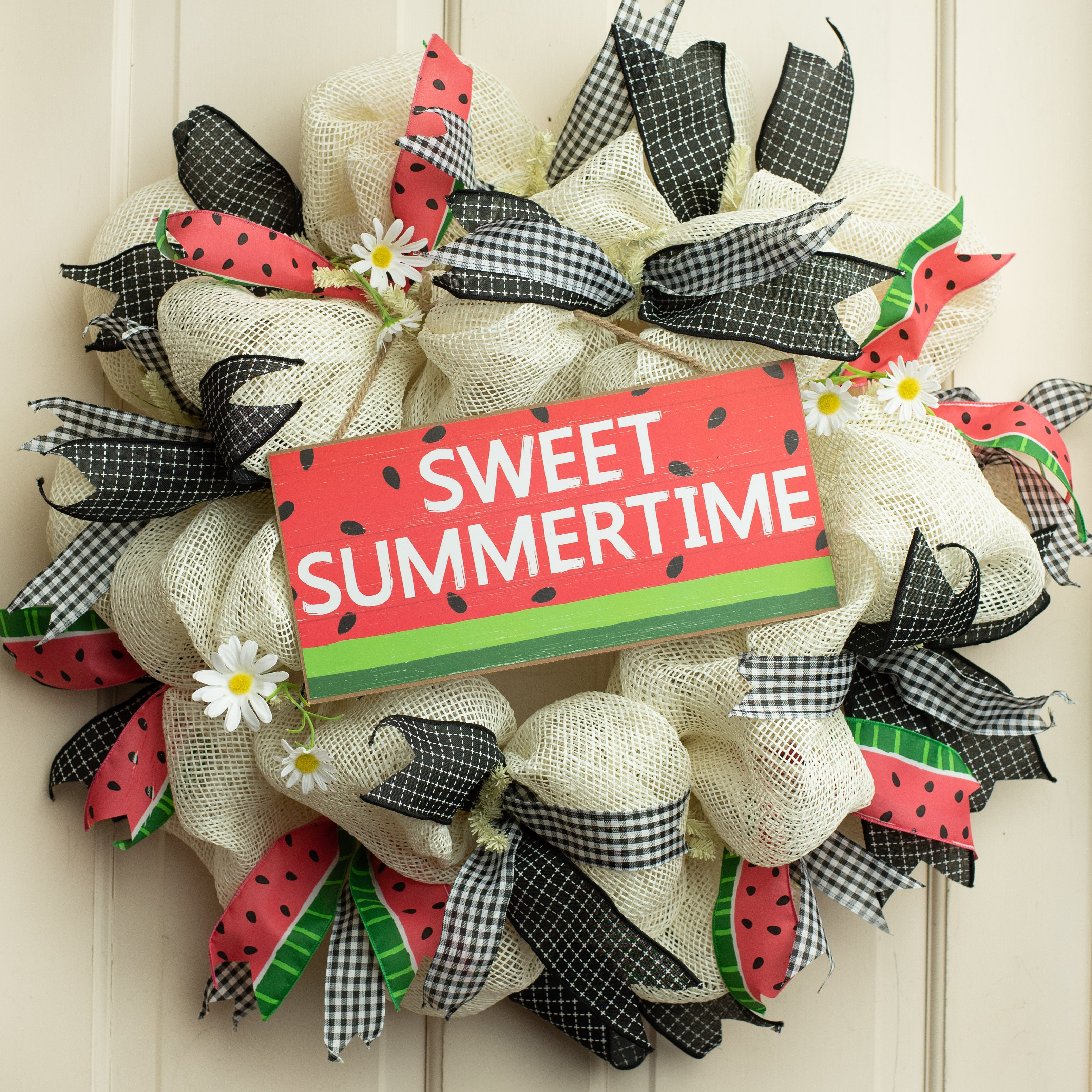 12" Wooden Sign: Summertime Watermelon Lifestyle Photo