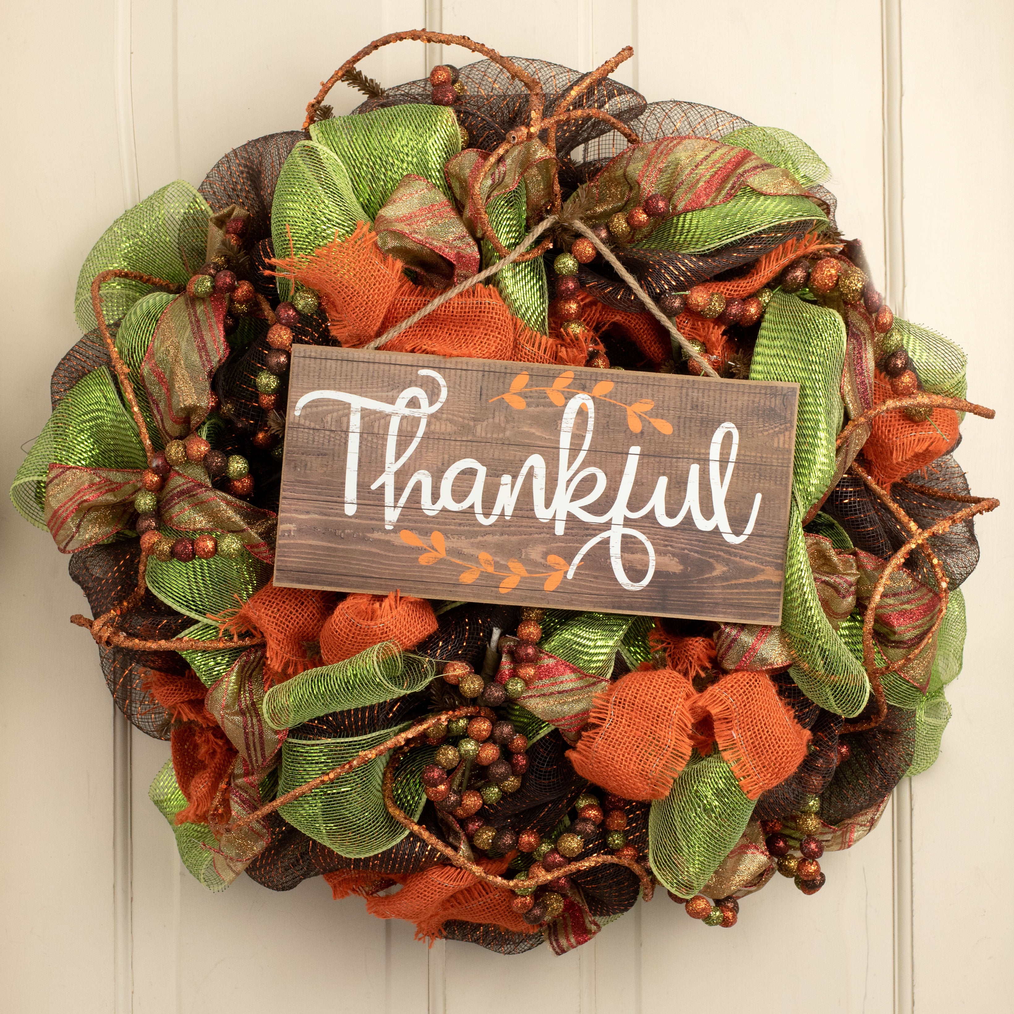 12" Wooden Sign: Thankful Lifestyle Photo