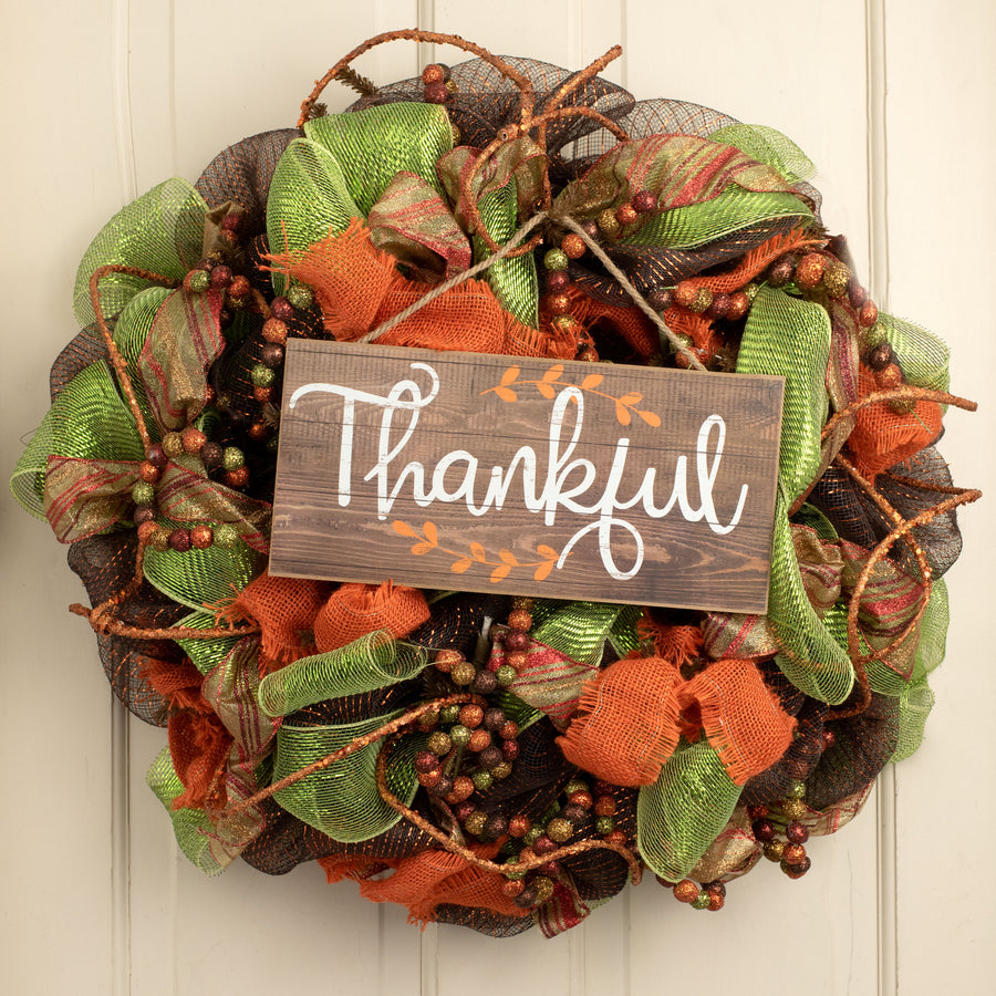 12" Wooden Sign: Thankful Lifestyle Photo